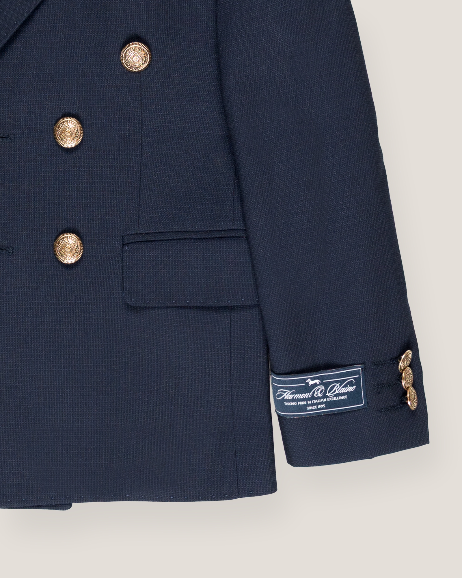 Double-breasted blazer with gold-tone buttons, Dark Blue, large