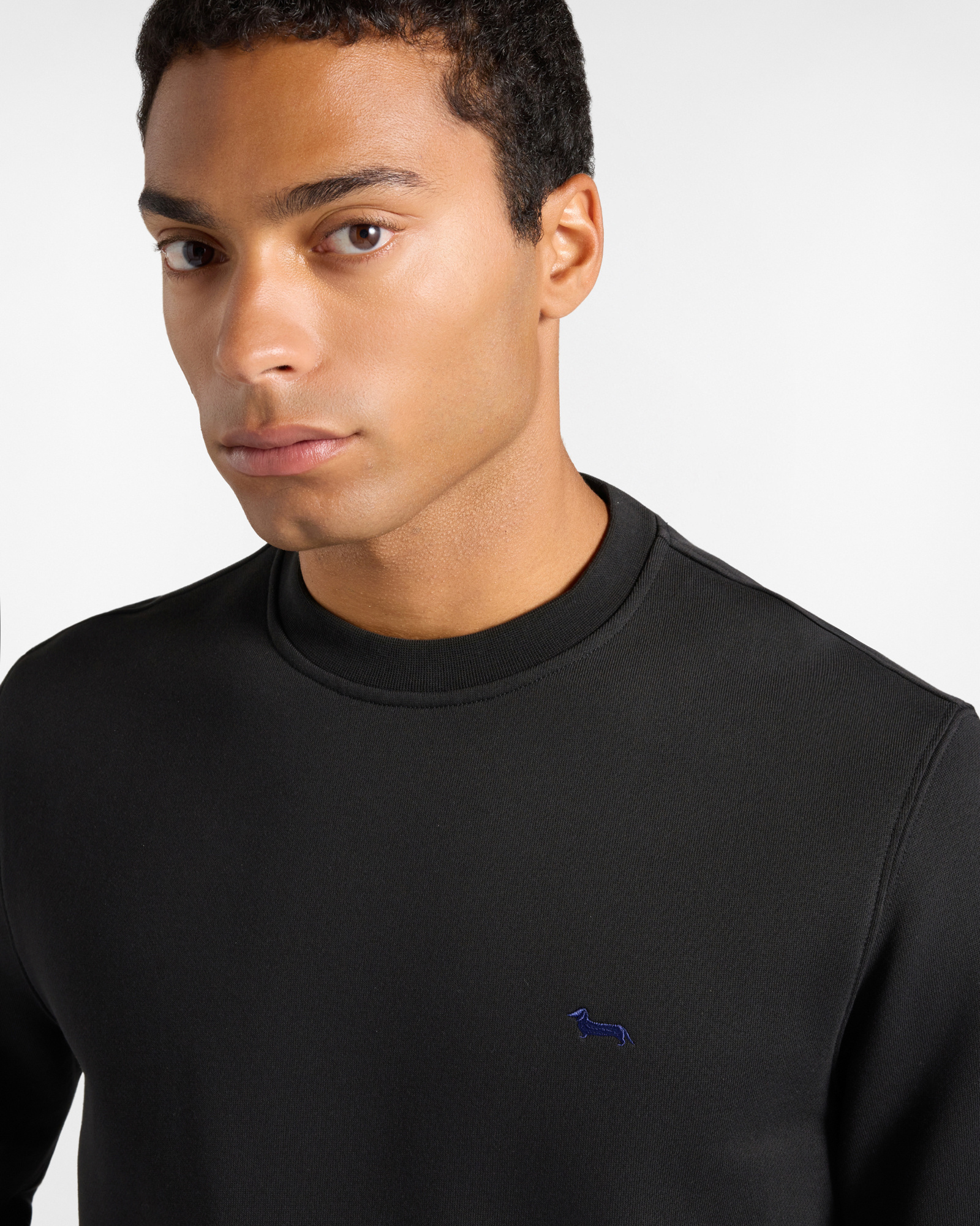 Men's Regular Fit brushed fleece crewneck sweatshirt, BLACK, large image number 2