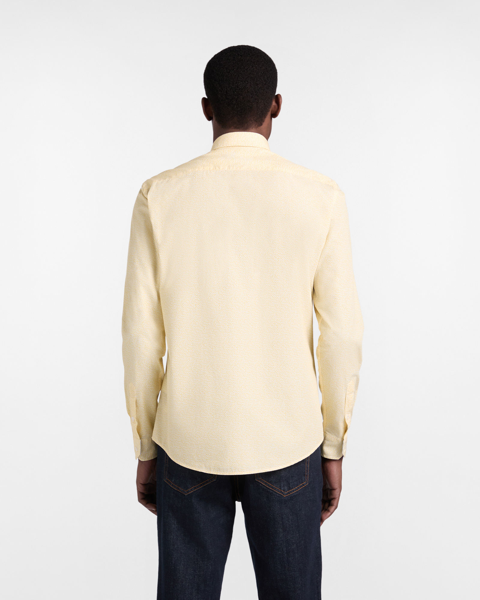 Chemise &agrave; micro-imprim&eacute; coupe ajust&eacute;e, Jaune, large image number 2