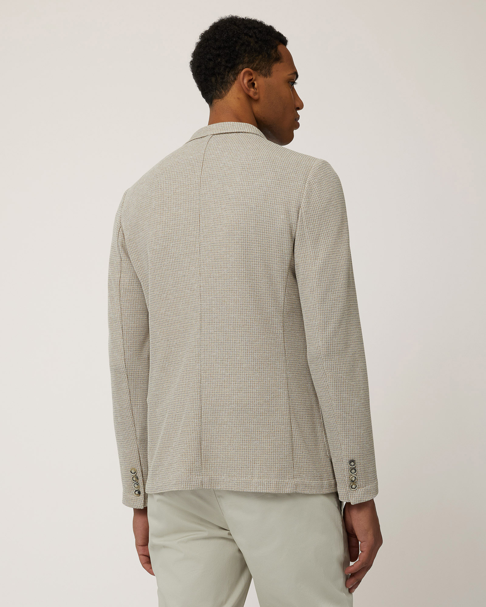 Cotton Blend Jersey Jacket, Sand, large image number 1