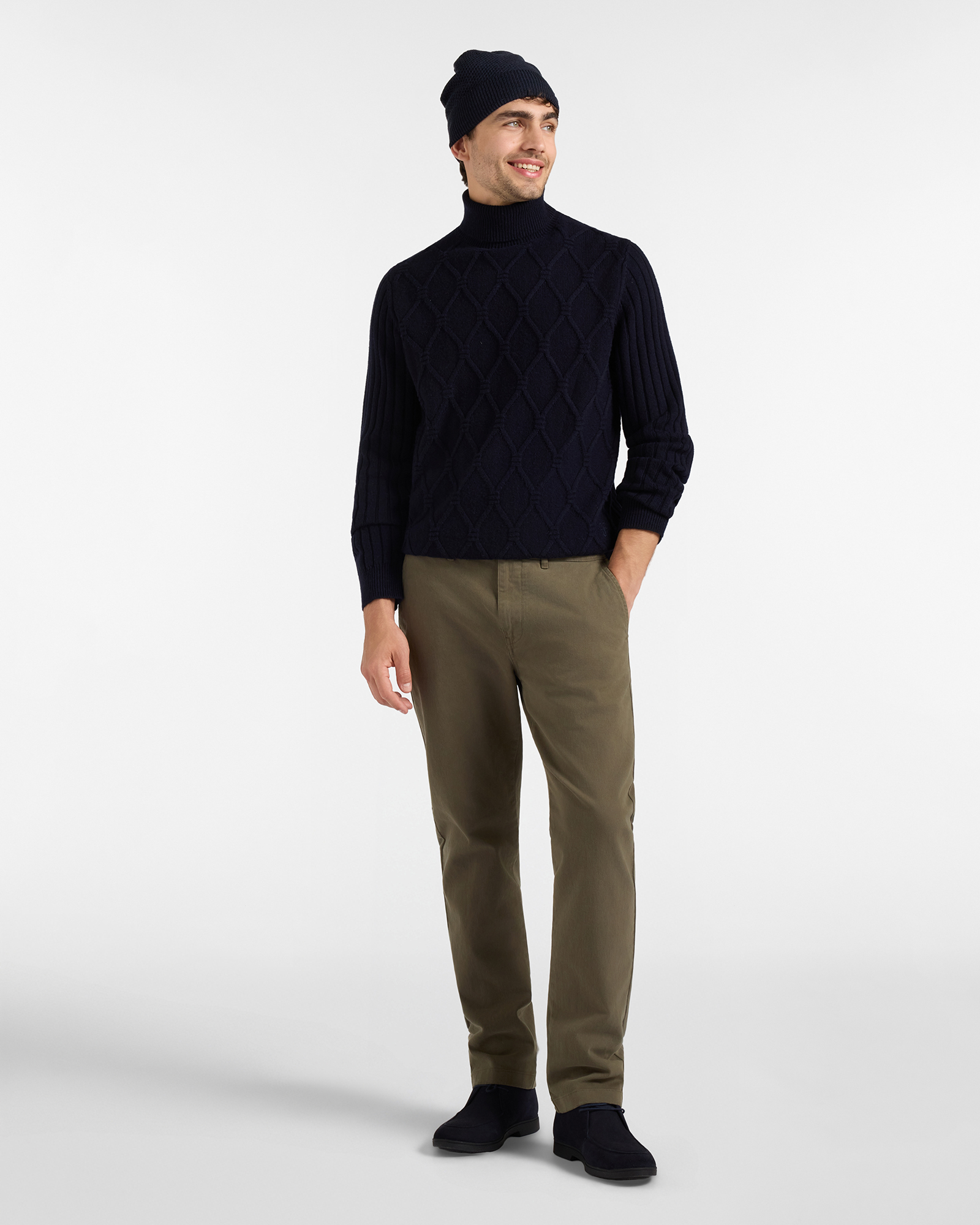 Pantalone Chino HBJ Uomo Regular Fit in Bull di Cotone Stretch, VERDE, large