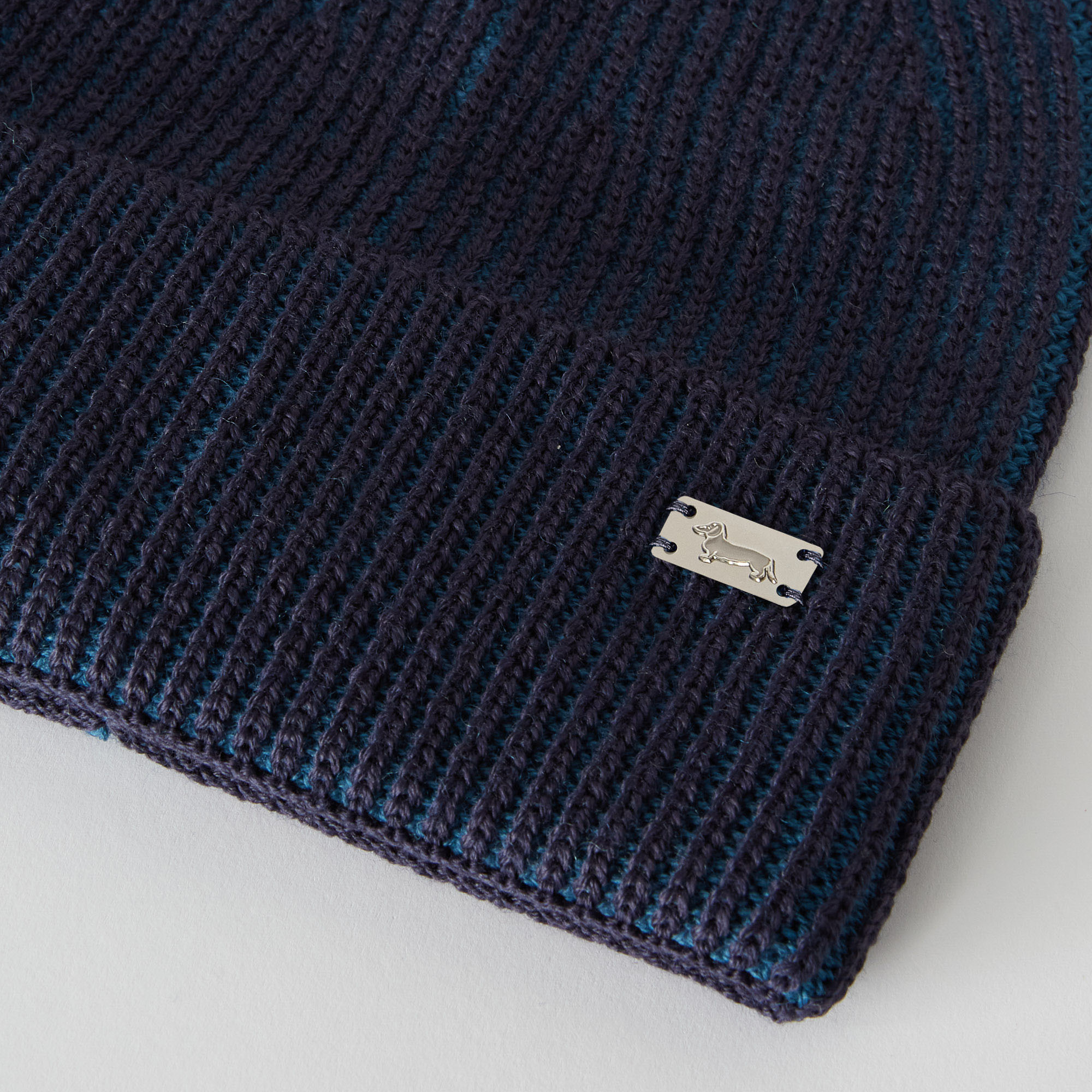 Gorro Corto En Mezcla De Lana Acanalada, Azul, large image number 1