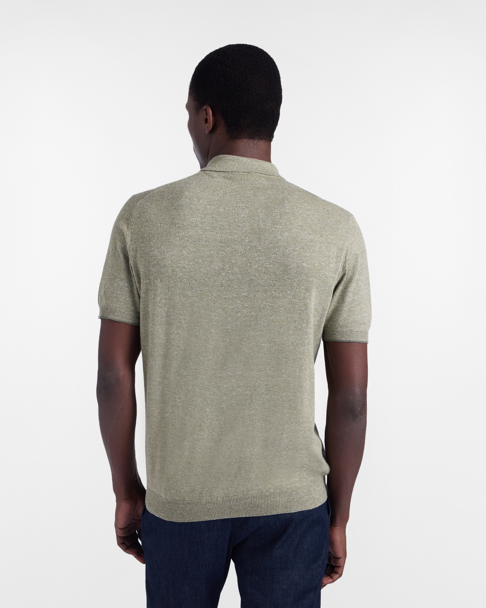 Men's knit polo shirt with tweed effect