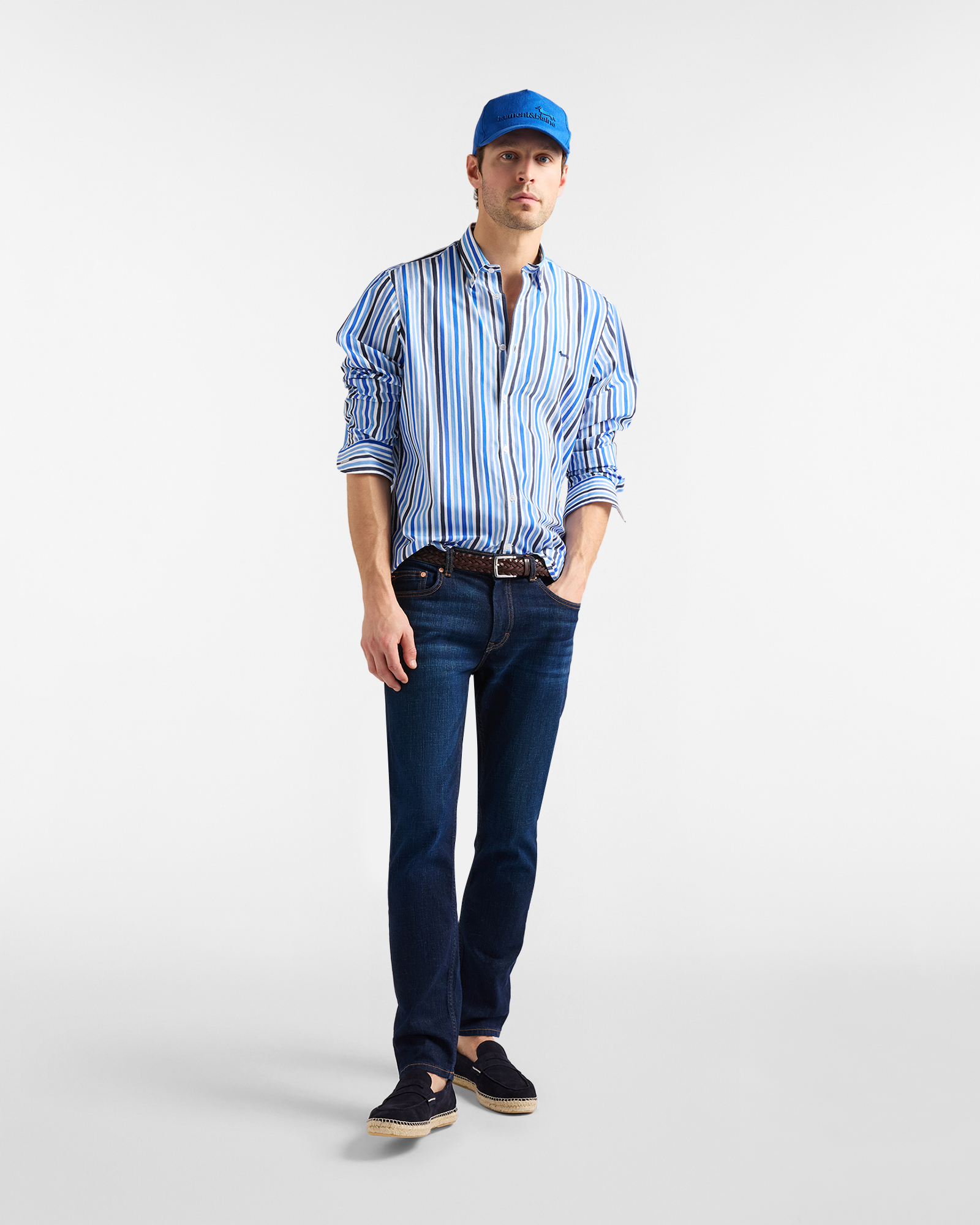 Watercolor stripe print shirt, Light Blue, large image number 3