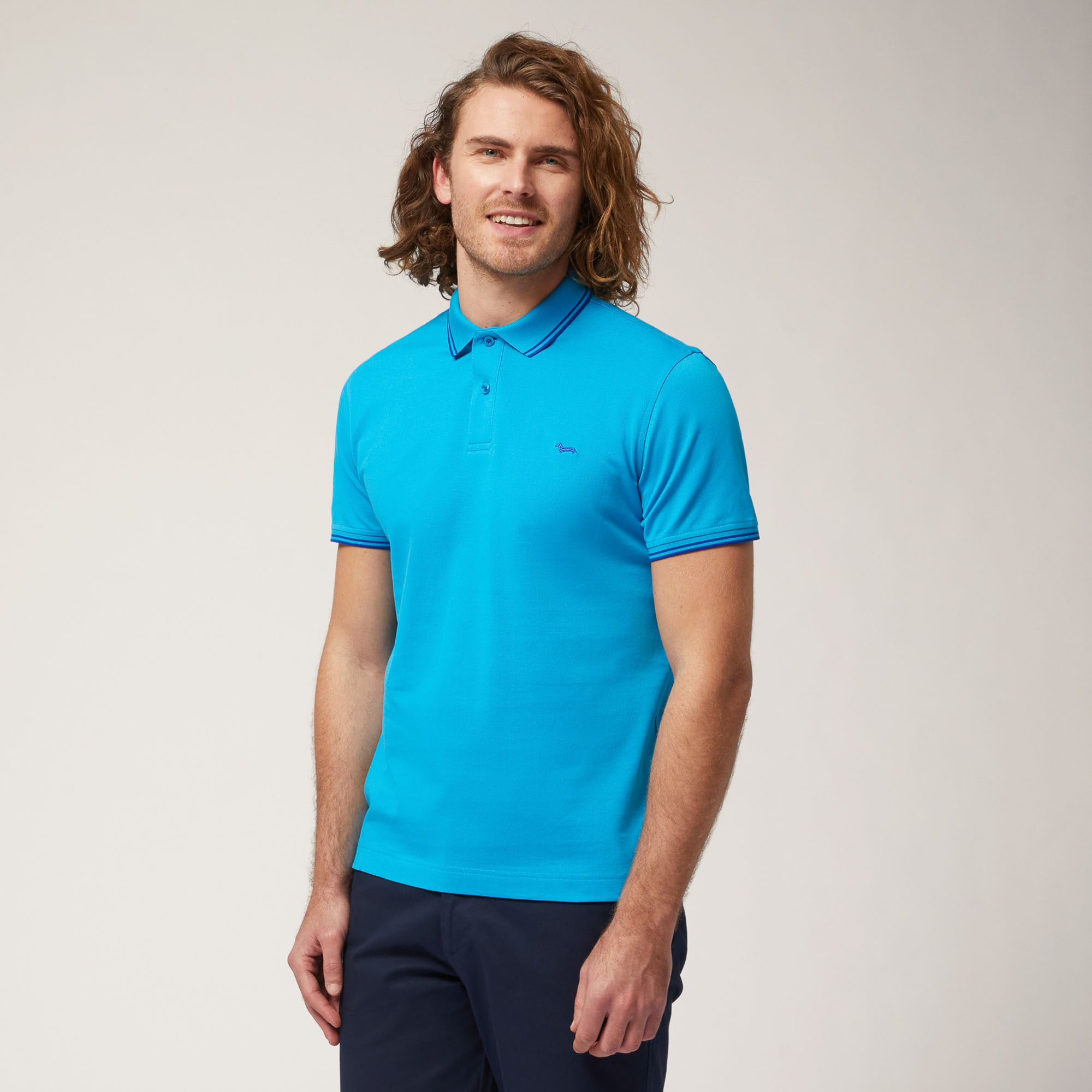 Polo with Contrasts, Light Blue, large