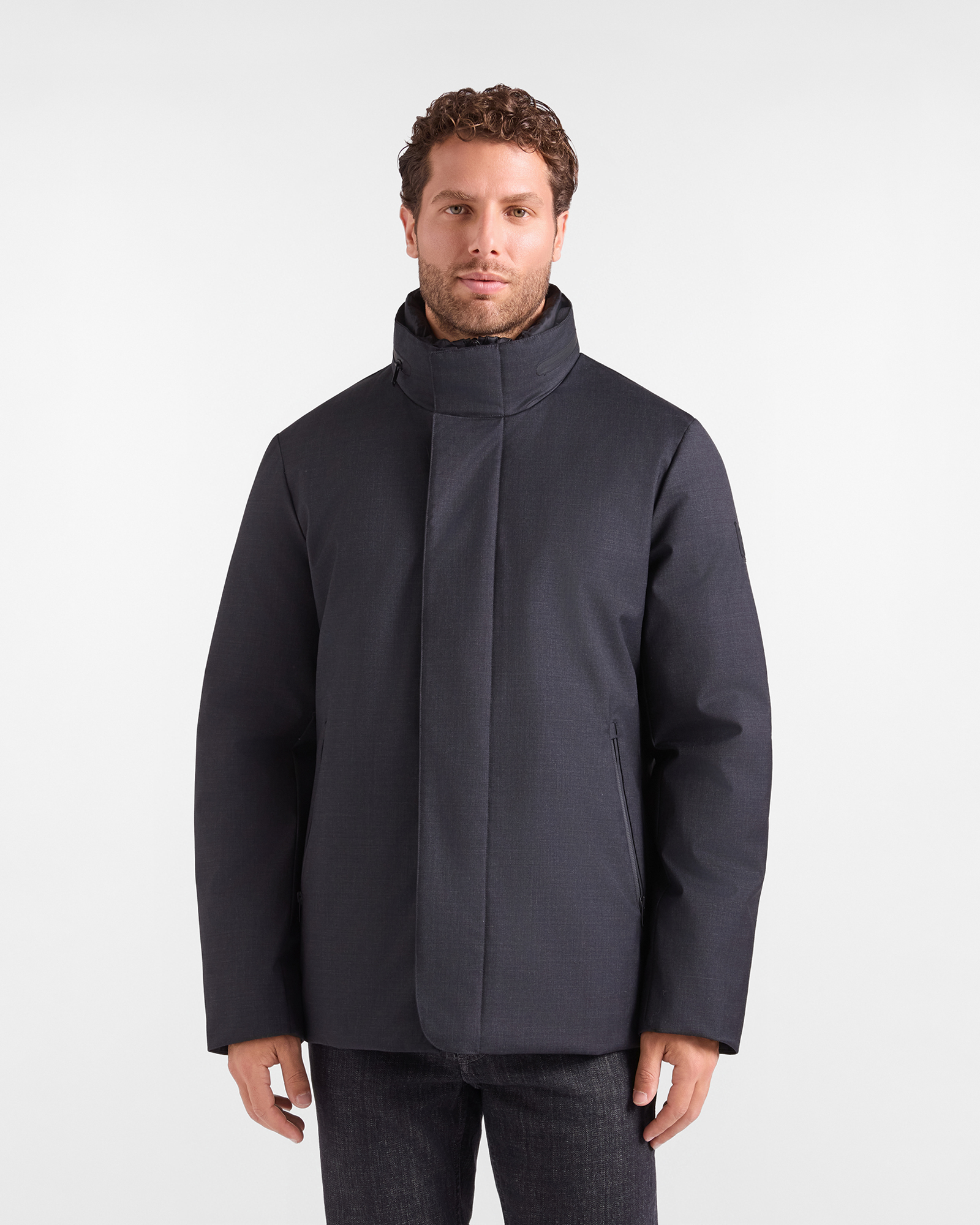 Men&rsquo;s Anthracite Technical Wool Blend Field Jacket