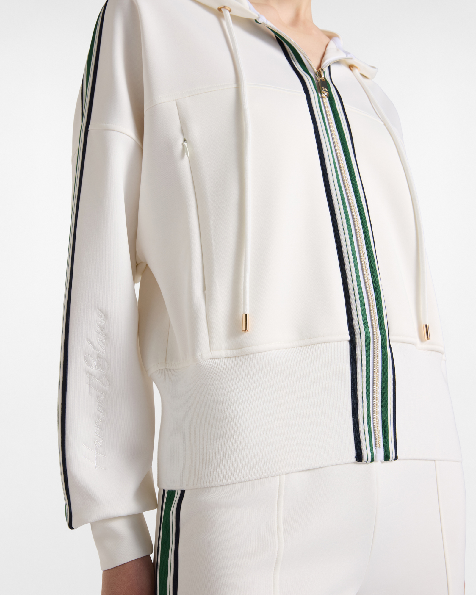 Women's  and striped full-zip hoodie, WHITE, large image number 2