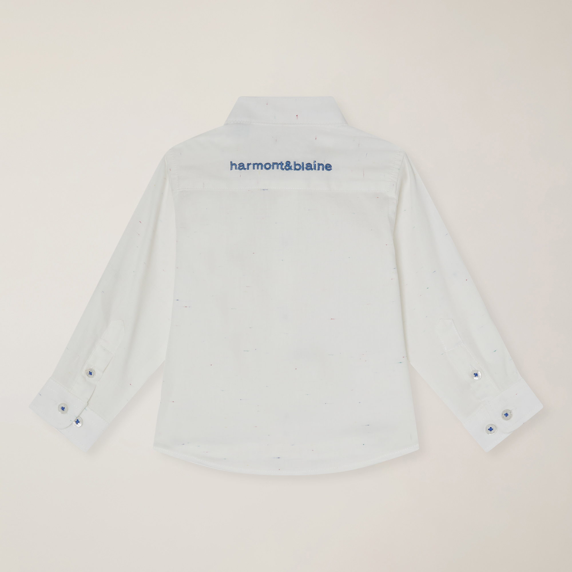 Camicia in cotone con collo alla coreana , Bianco, large image number 1