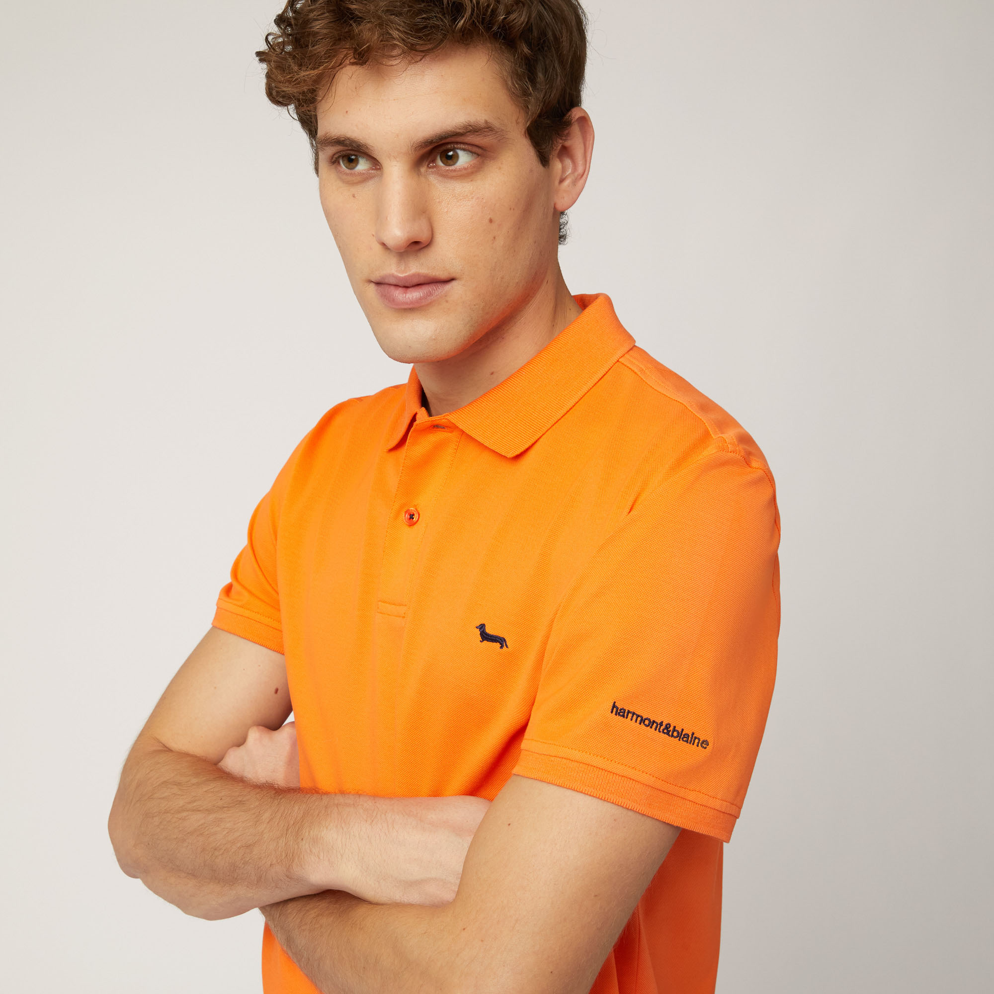 Poloshirt mit Lettering und Logo, Orange, large image number 2