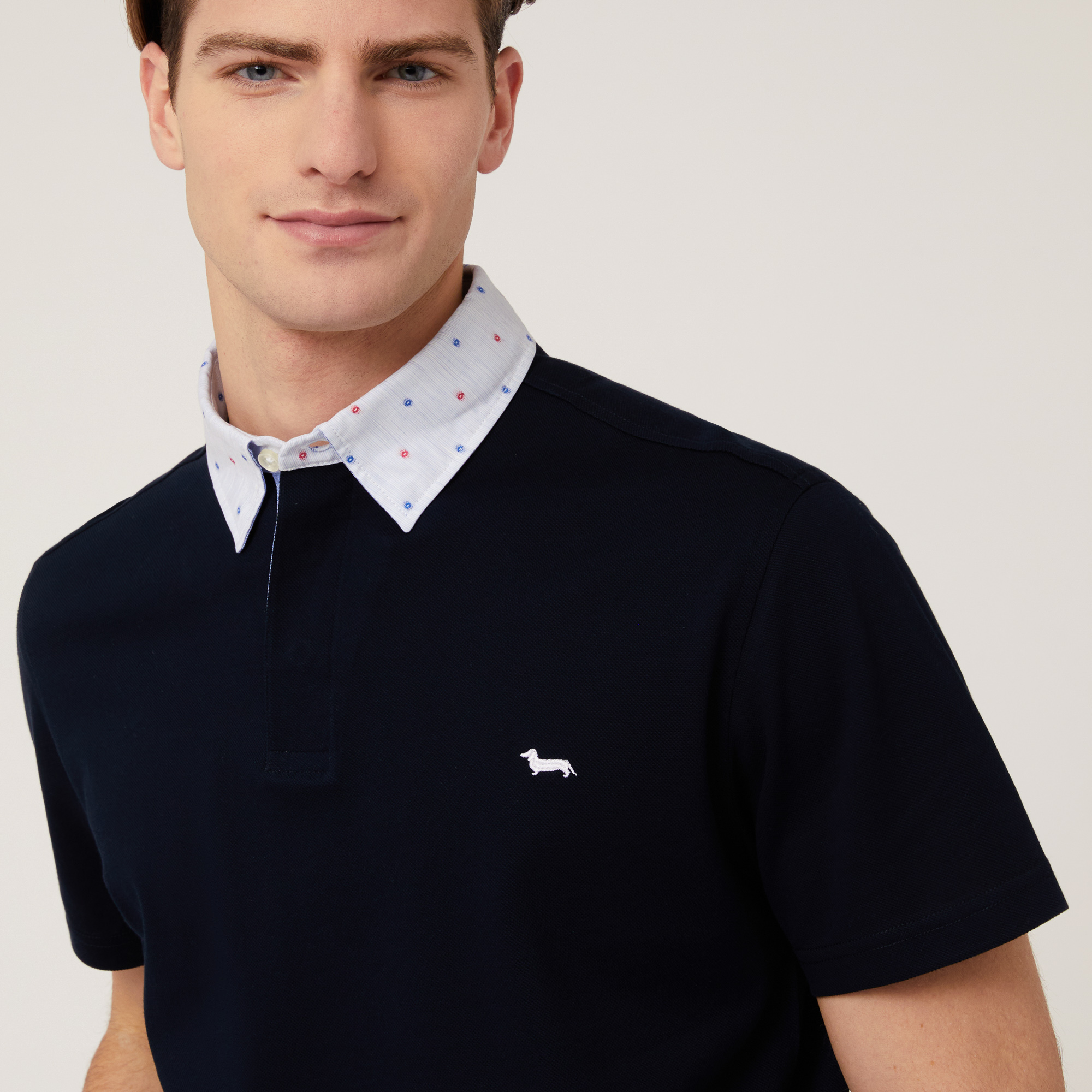 Vietri Polo Shirt with Contrasting Collar, Blue, large image number 2