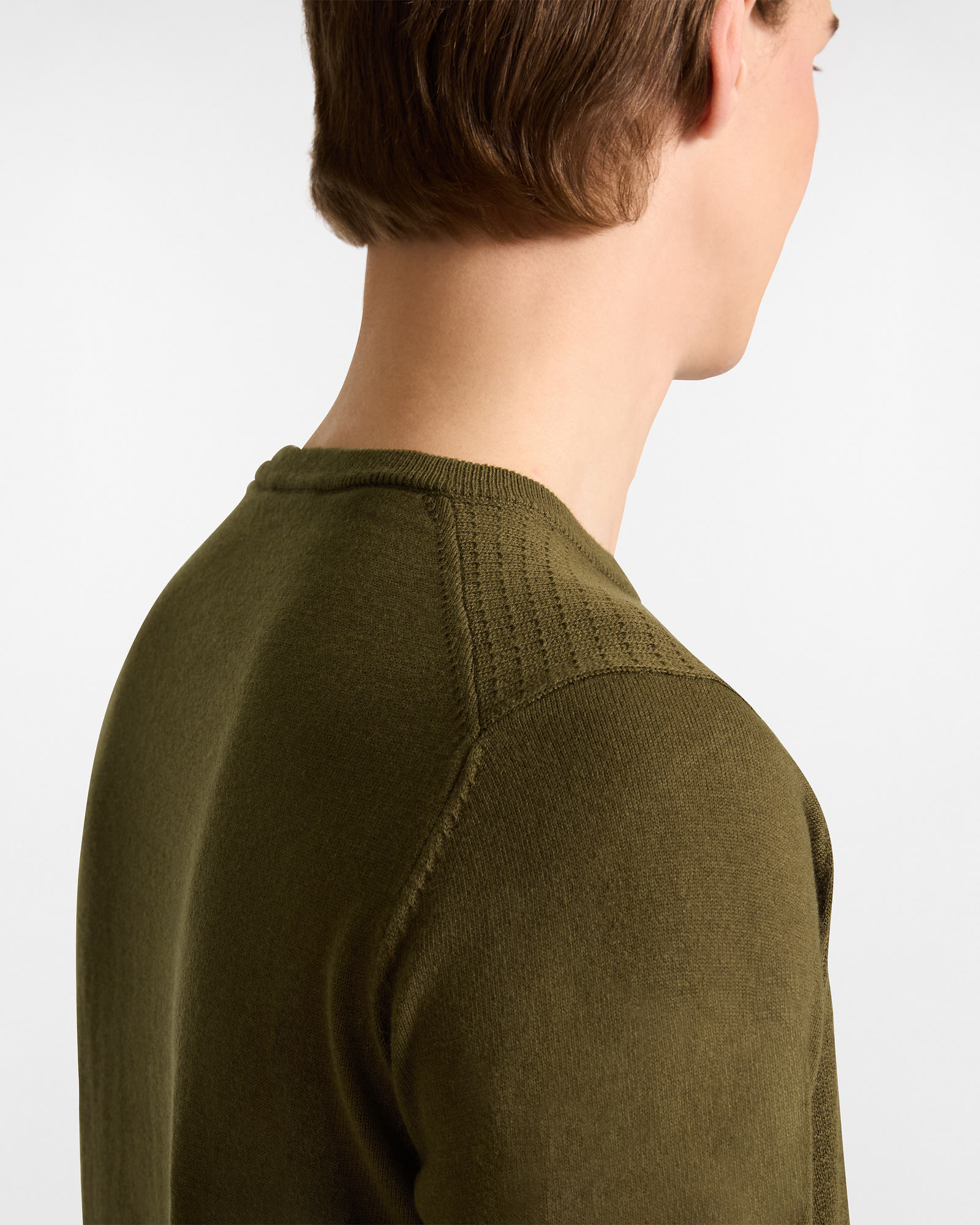 Check Pattern Knit Pullover, Green, large image number 2