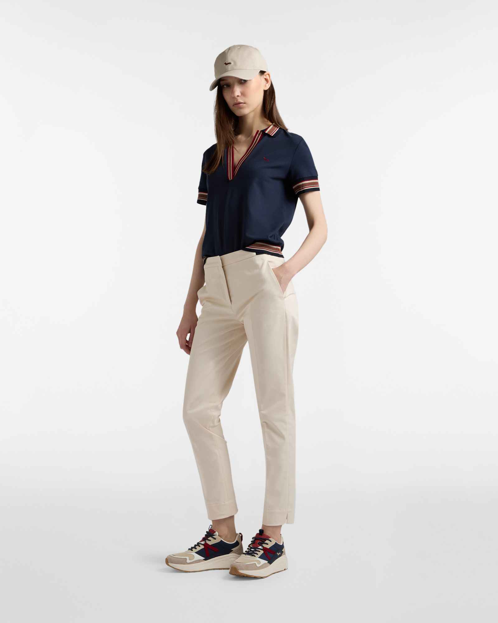 Women's elasticated chinos, Beige, large image number 3