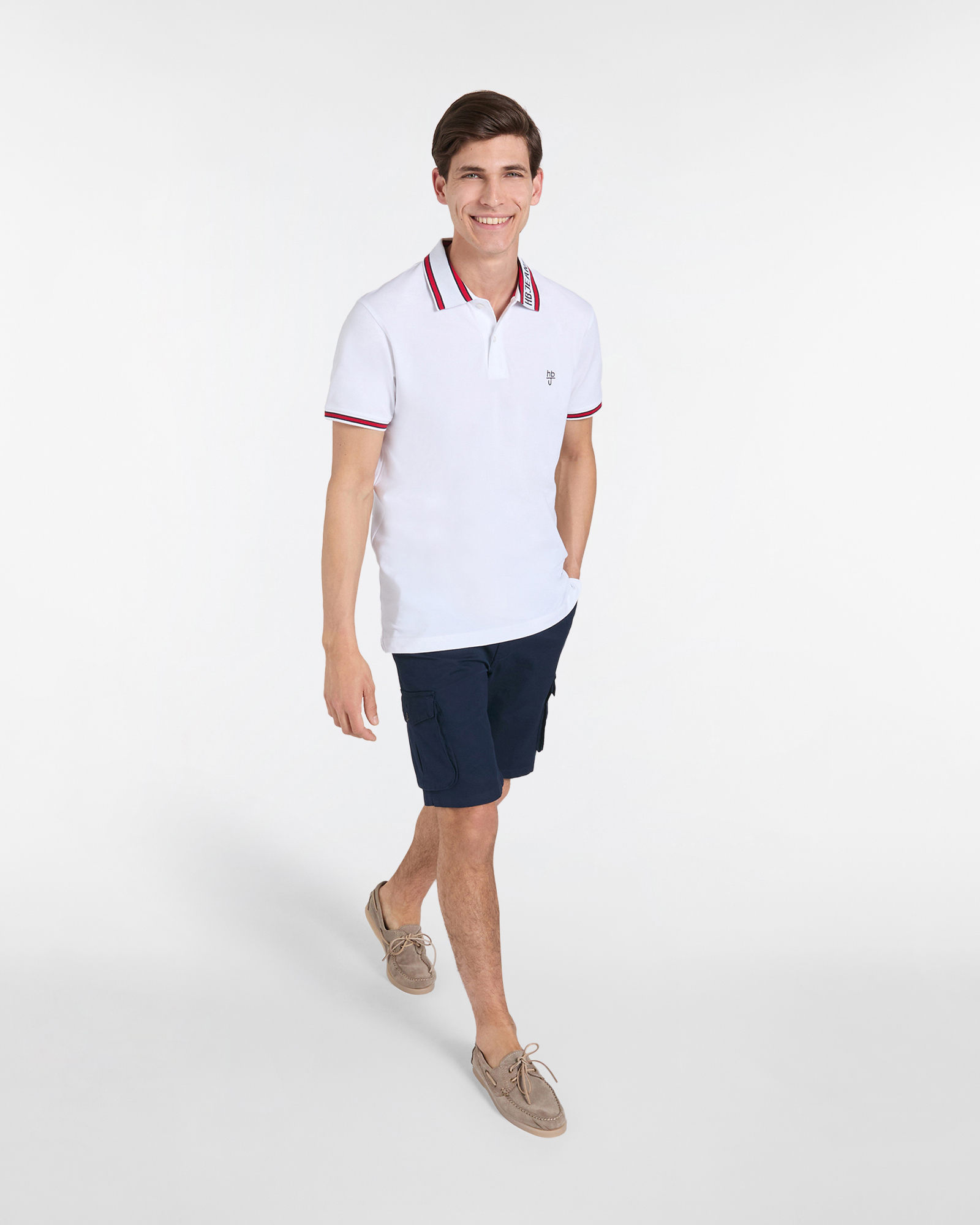 Polo uomo con logo sul colletto, Bianco, large image number 3