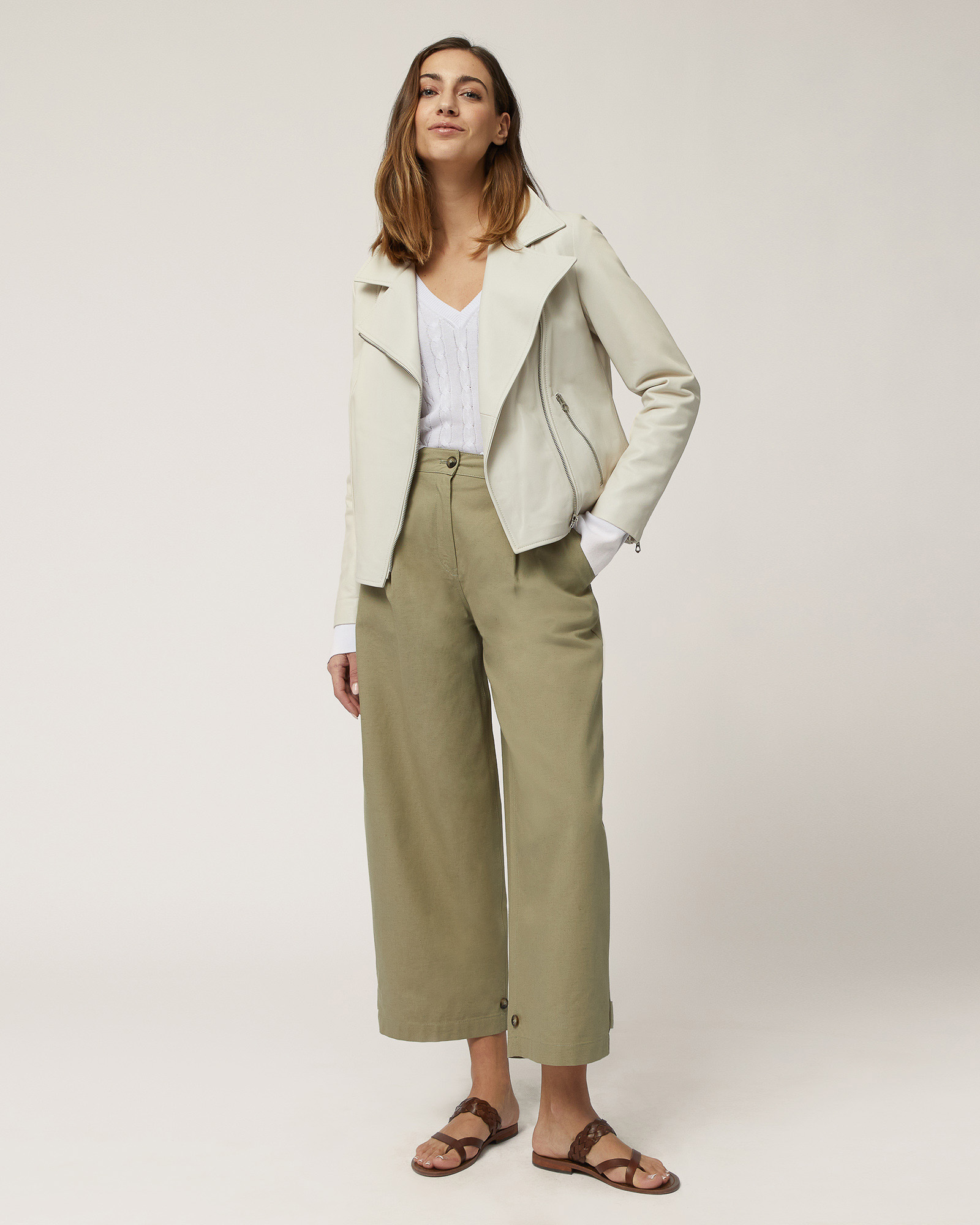 Giubbotto In Vera Pelle, Beige, large image number 3