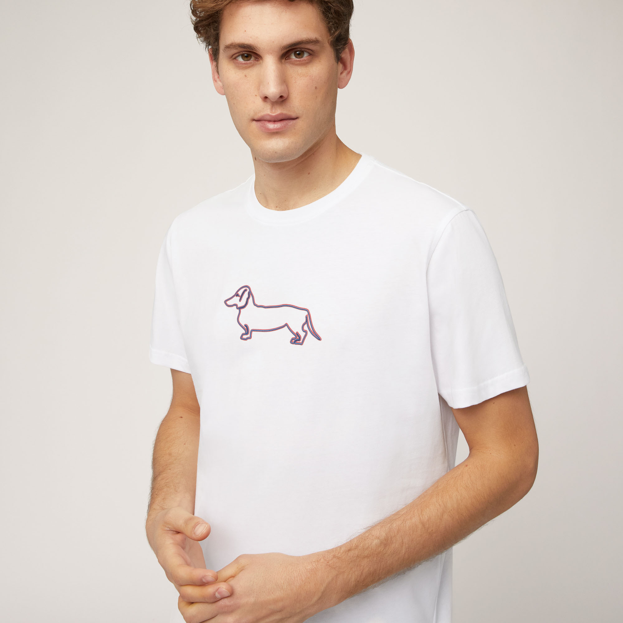 T-Shirt with 3D Dachshund Print, White, large image number 2