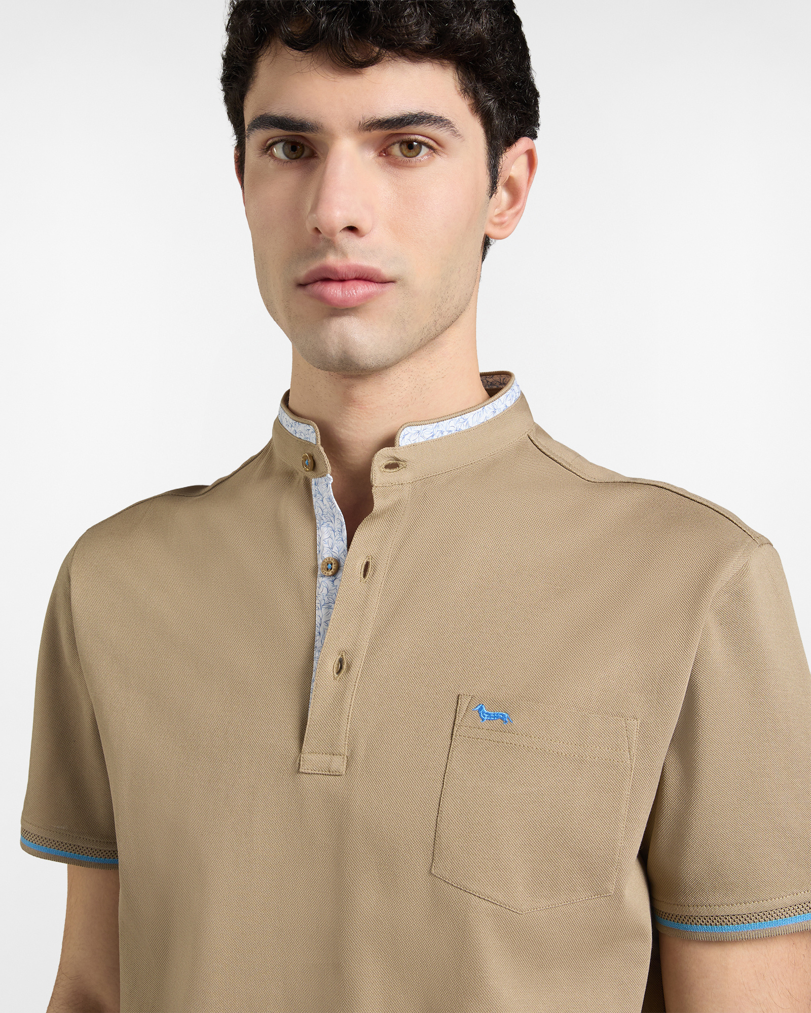 Men's polo shirt with mandarin collar, Gray, large image number 2