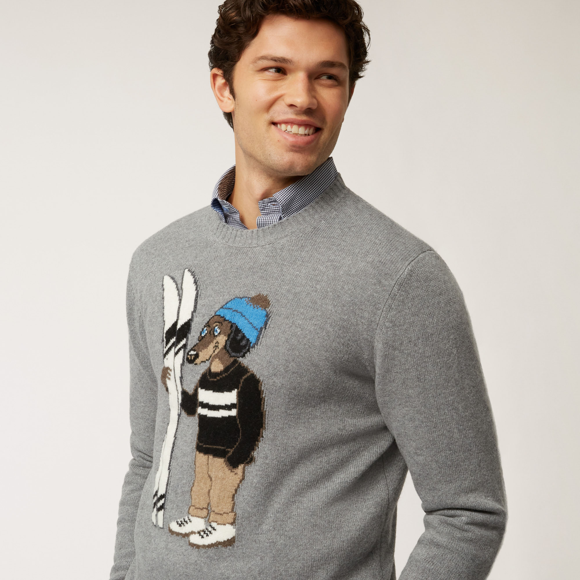 Pullover Girocollo Con Bassotto Blaine Ski Lounge, Grigio, large image number 2
