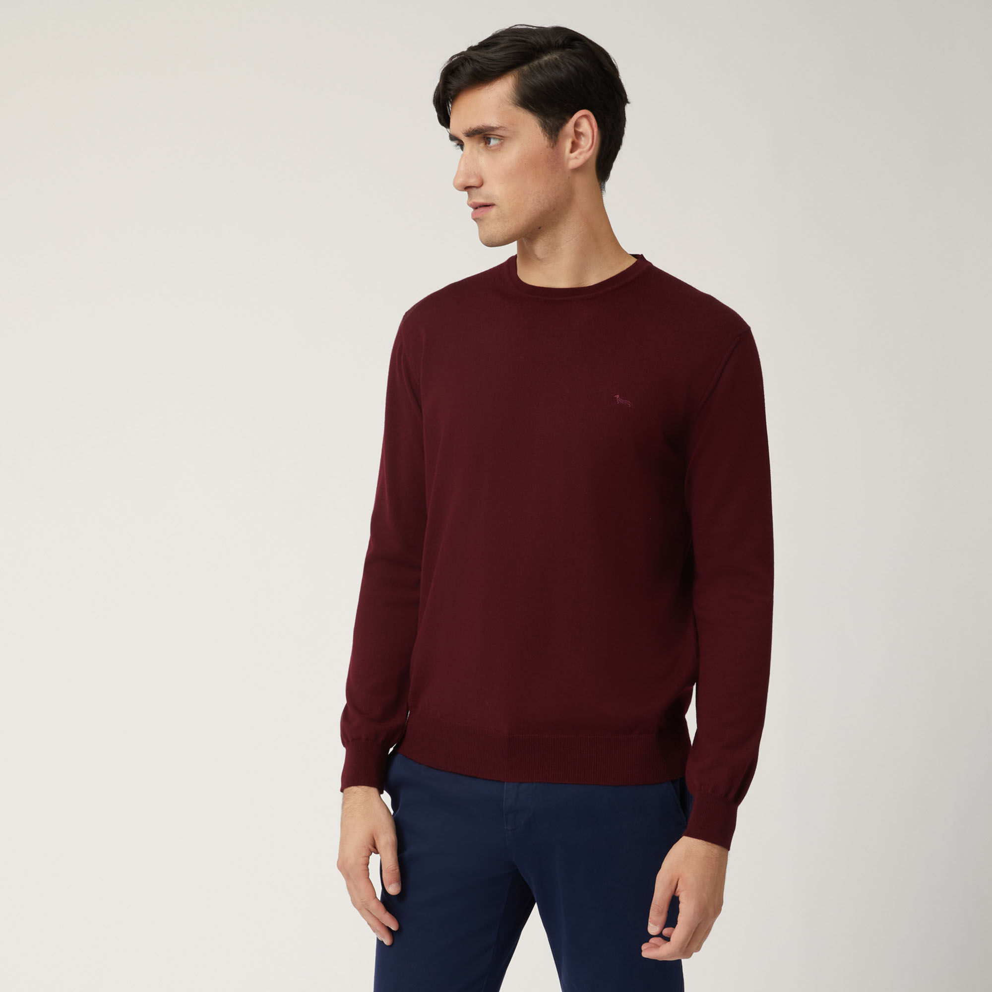 Pullover Girocollo In Lana Merino, Bordeaux, large image number 0