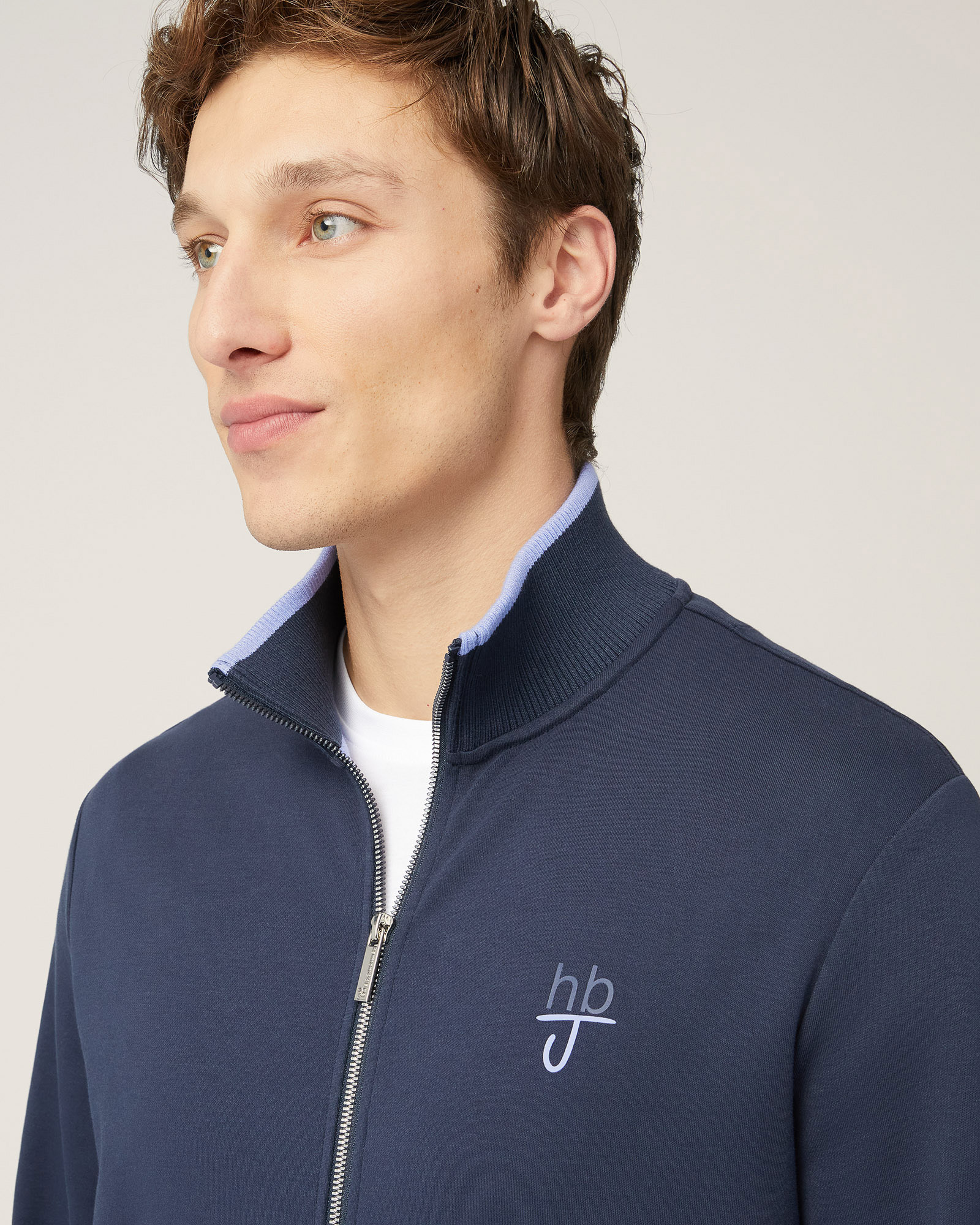 Felpa Full Zip Con Logo, Blu Scuro, large image number 2