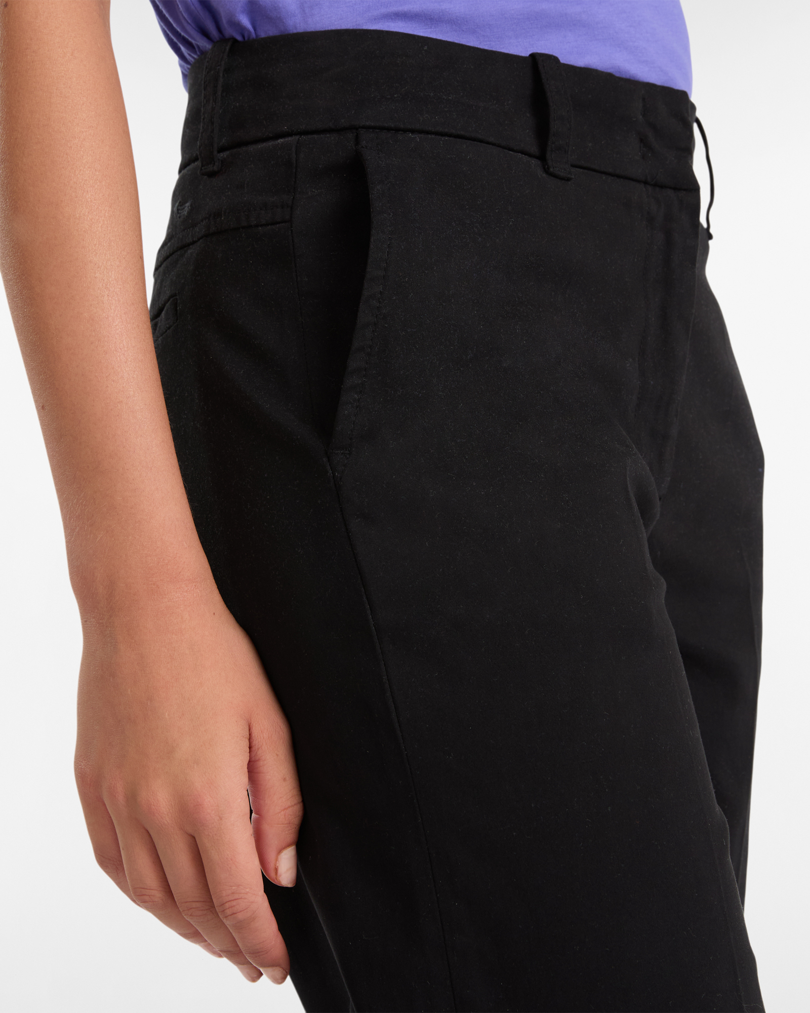 Pantaloni Gamba Dritta In Raso, Nero, large image number 2