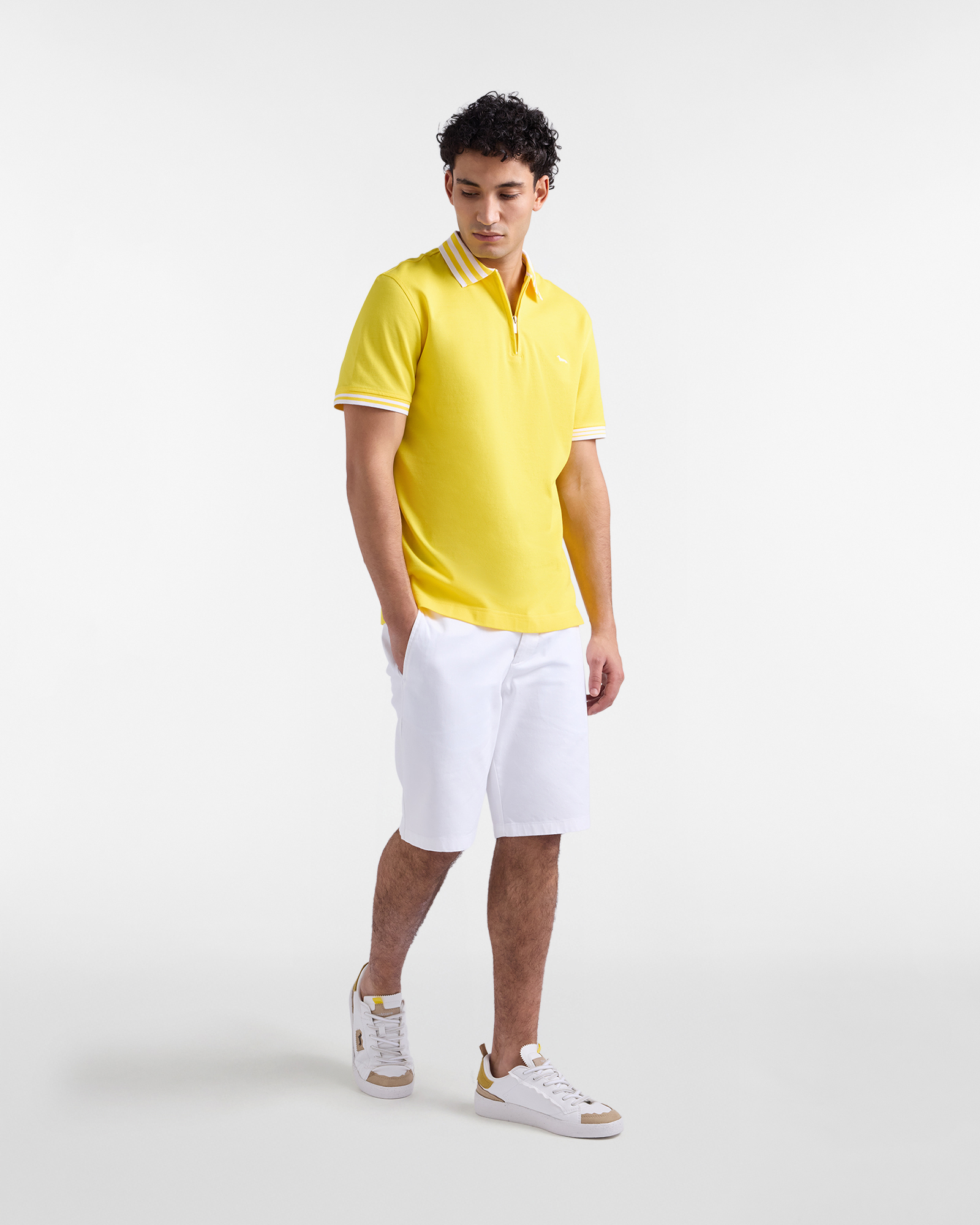 Polo de hombre con cremallera de la C&aacute;psula Sorbetto, Amarillo, large image number 3