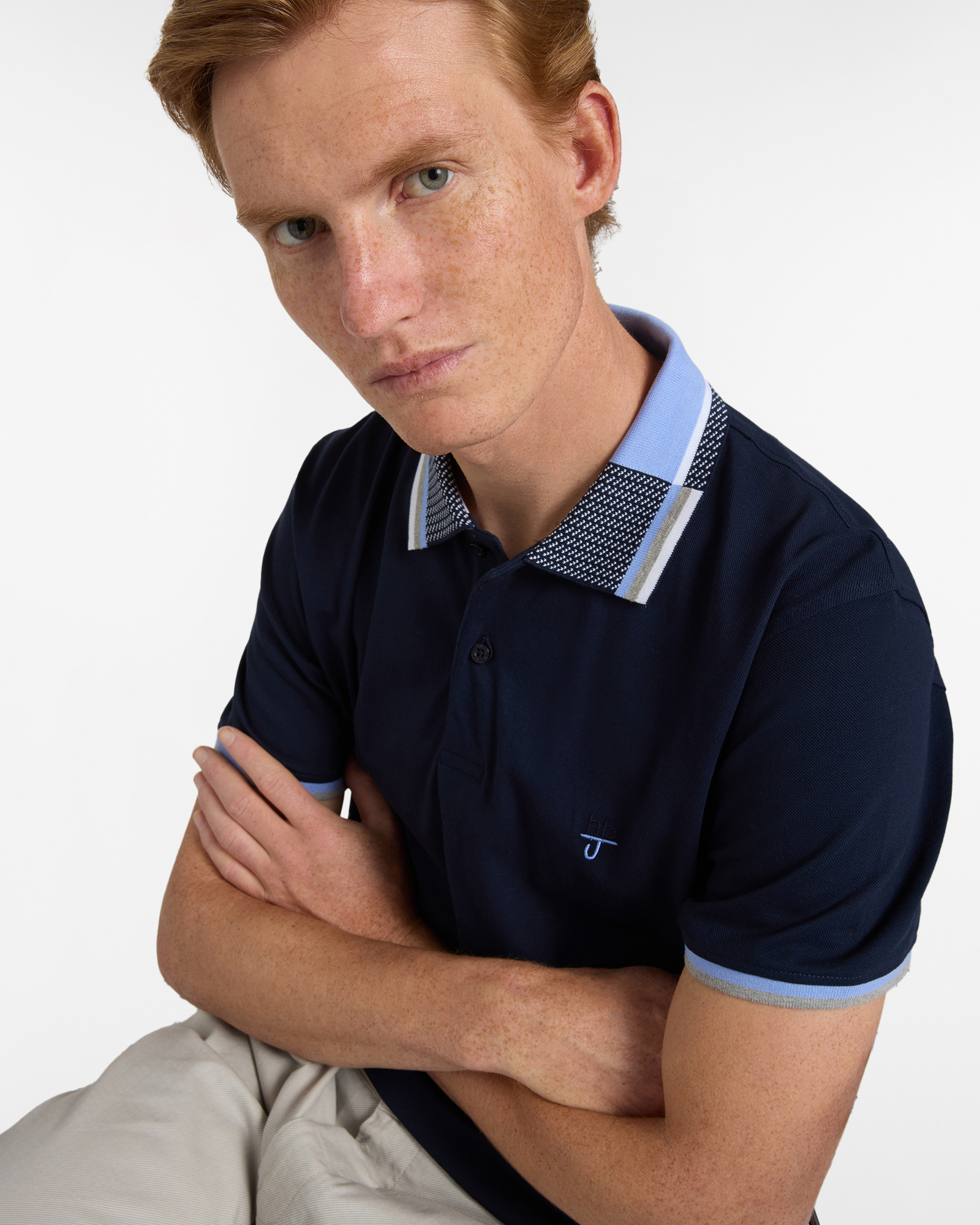 Polo uomo regular fit collo jaquard, Blu scuro, large image number 2