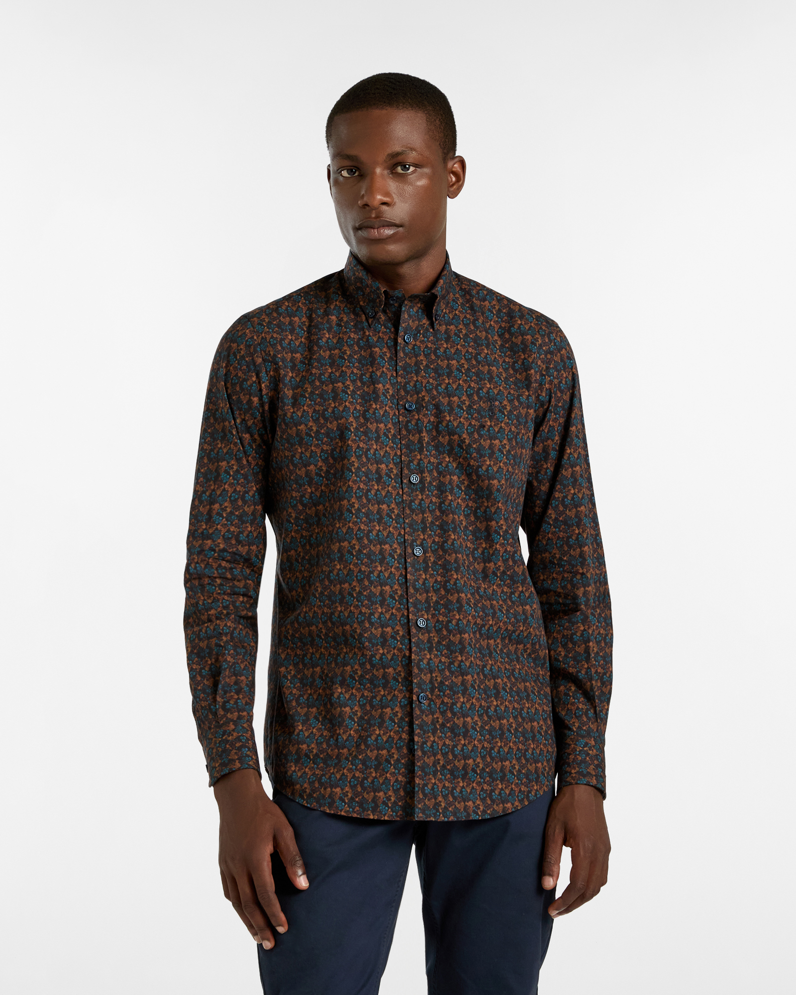 Cotton Shirt with Geometric Pattern