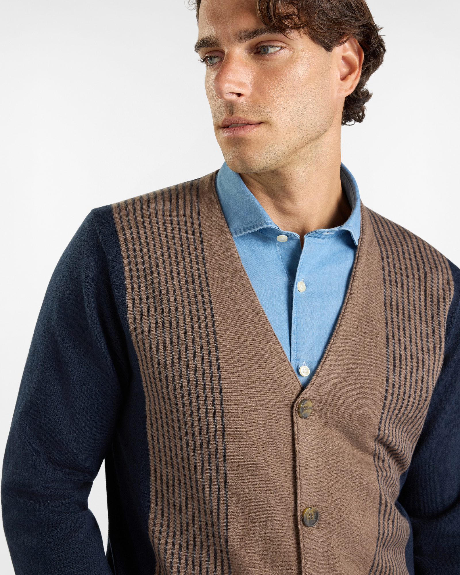 Cardigan HBJ Uomo in misto lana, BEIGE, large