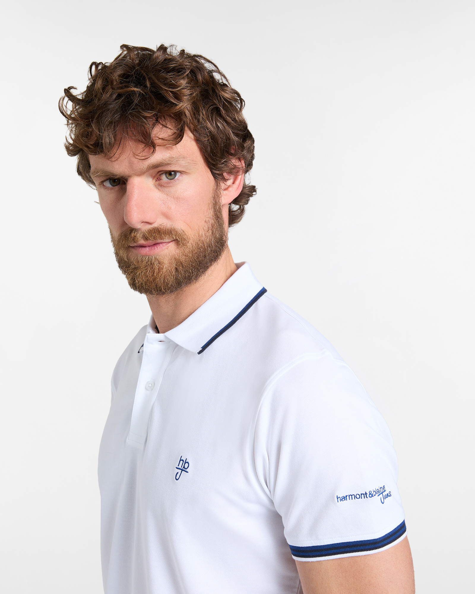 Polo uomo narrow fit con doppio logo, Bianco, large image number 2