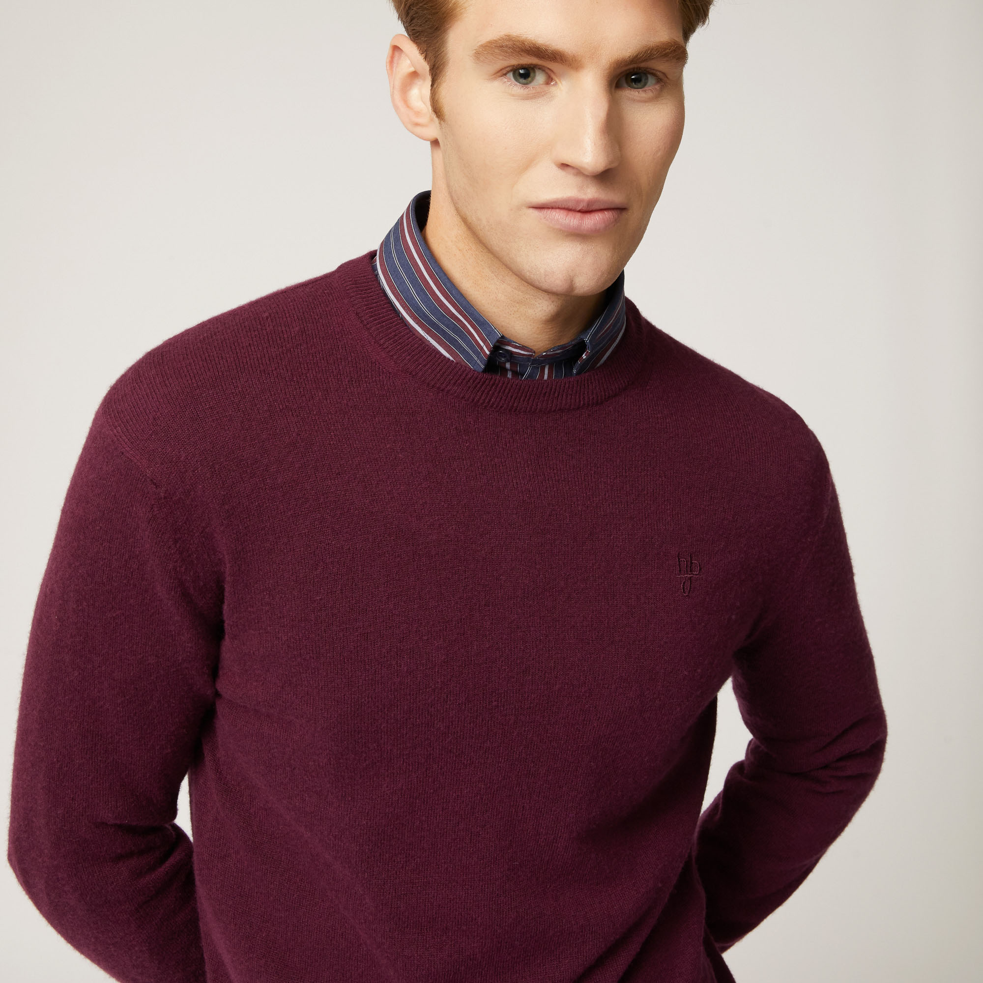 Pullover Girocollo Hbj, Rosso Scuro, large image number 2