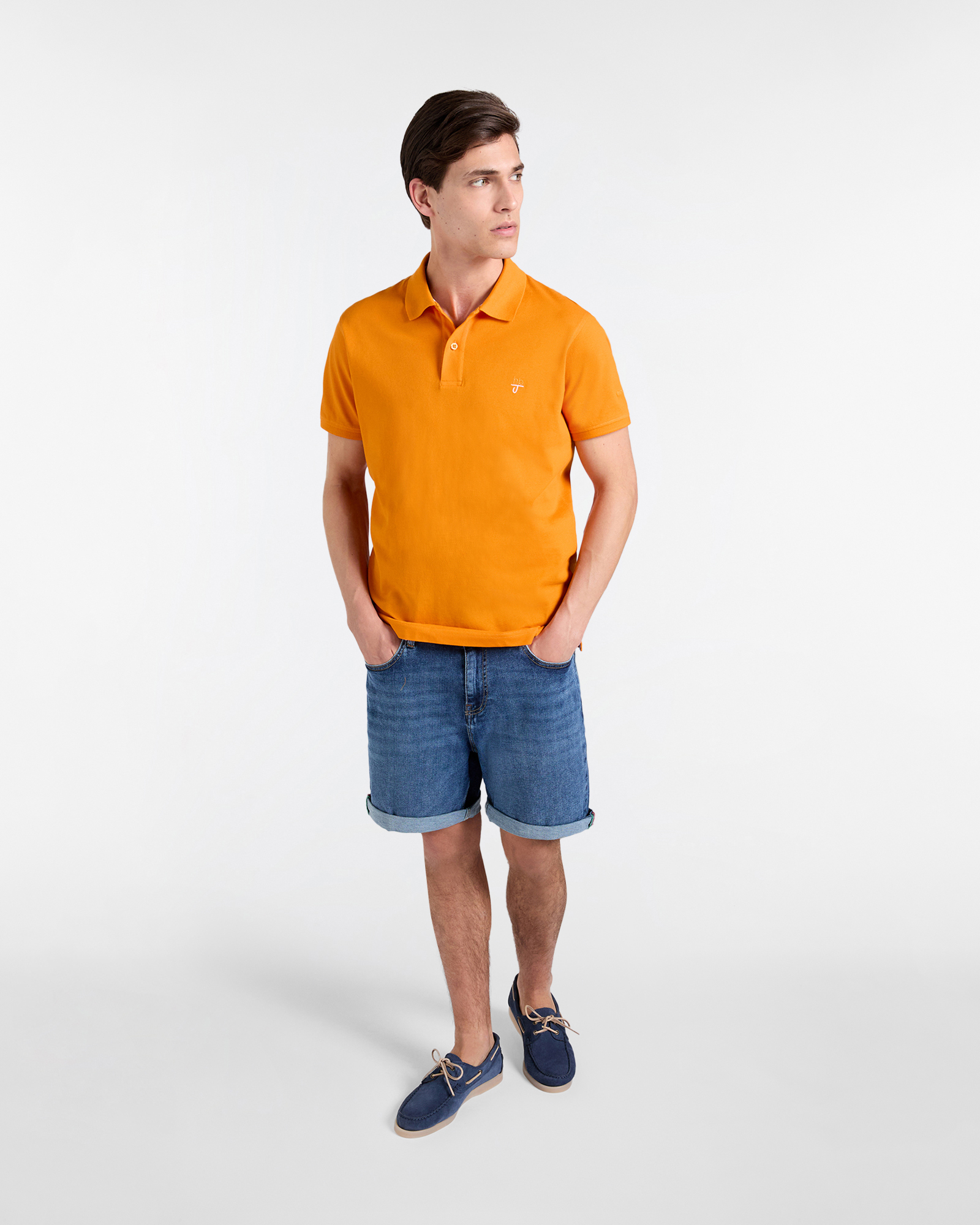 Polo uomo basic tinta unita, Arancio, large image number 3