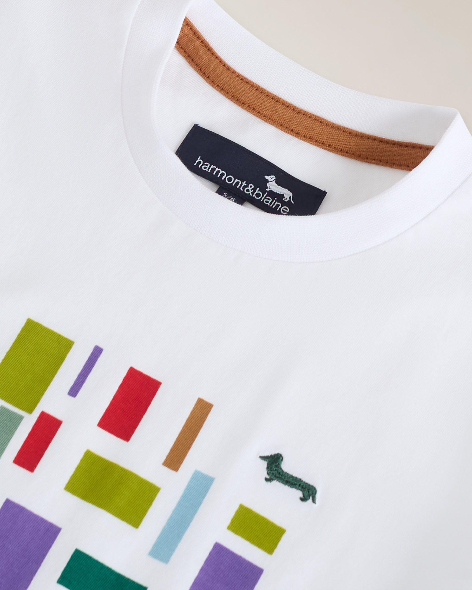 Jersey T‑shirt with print & multicolor embroidery, White, large image number 2