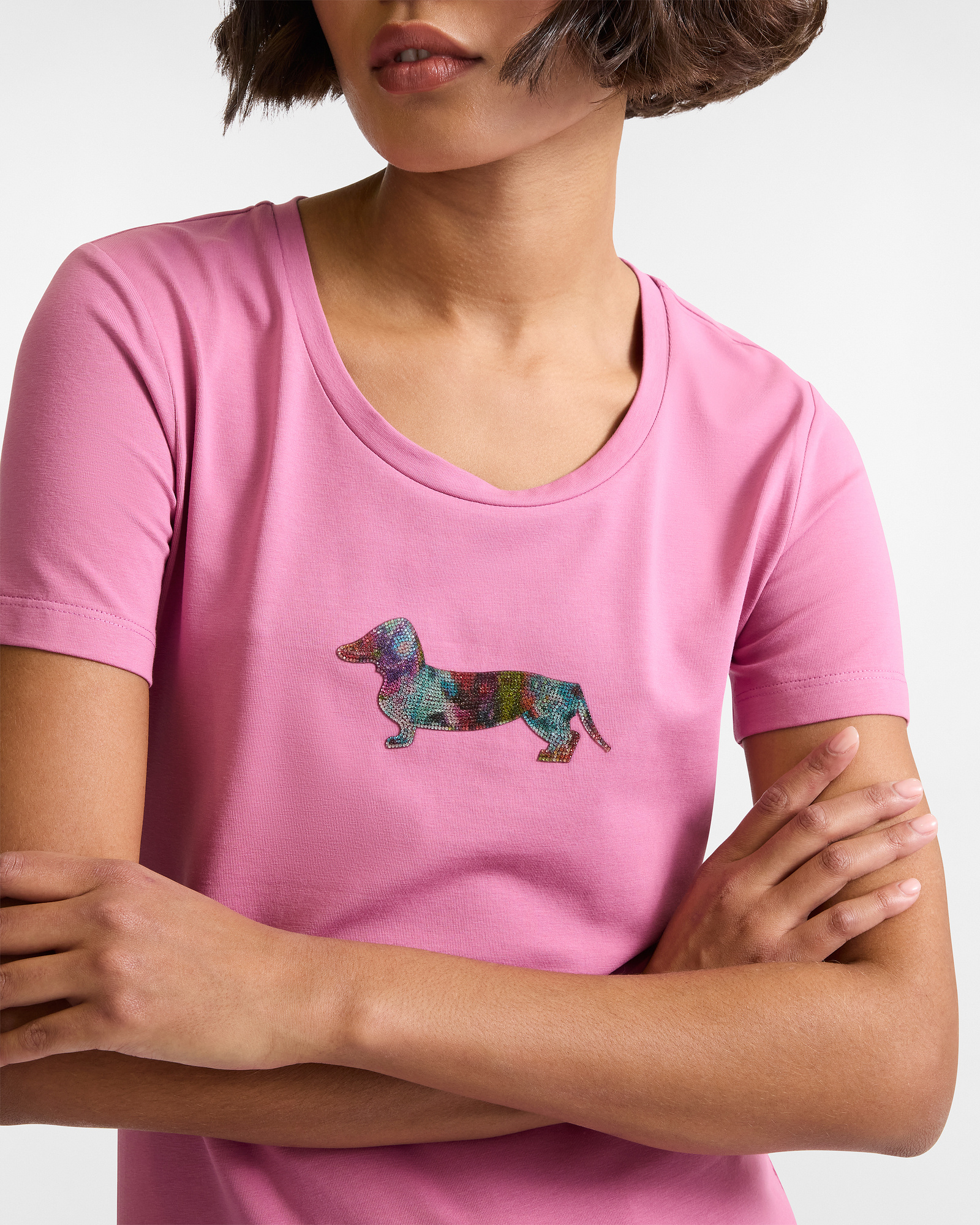 T-Shirt with Decorated Dachshund, Purple, large image number 2