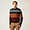 Wool And Cotton Crew-Neck Pullover With Horizontal Bands, Brown, swatch