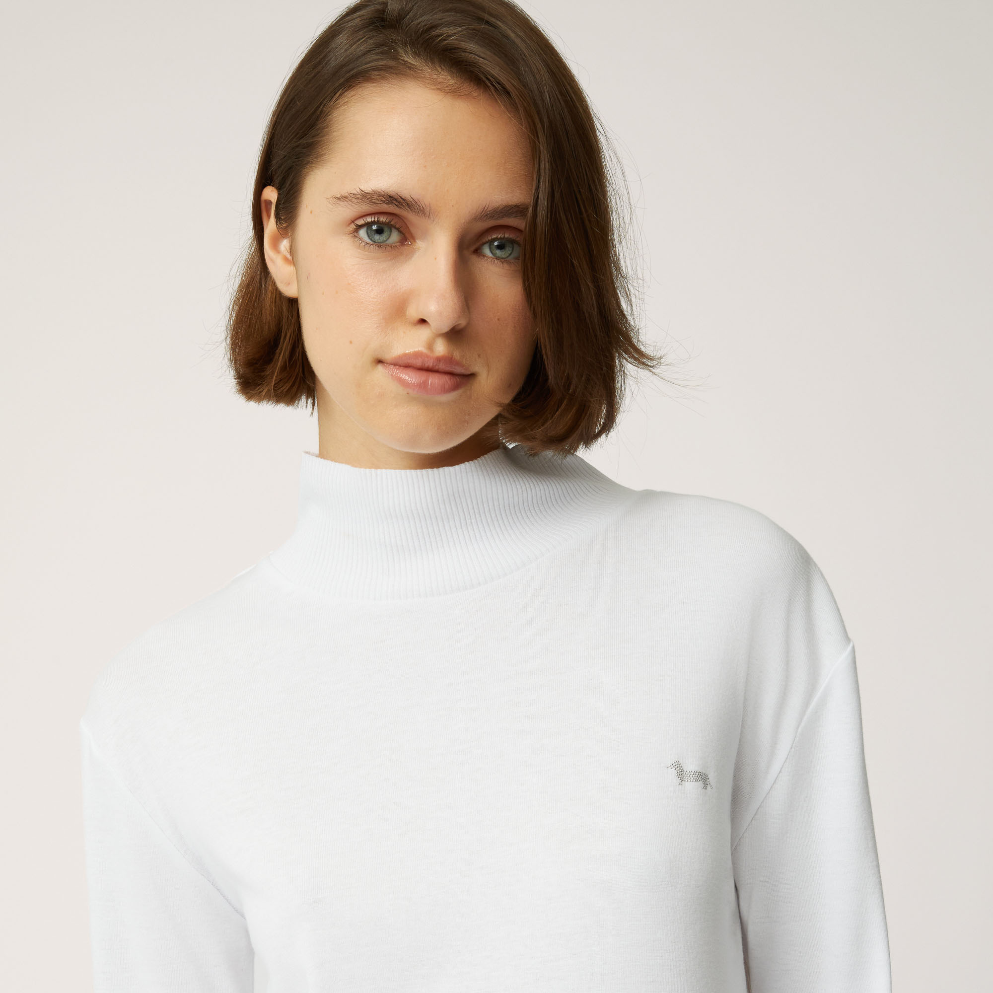 Pull Slim À Col Roulé En Modal Et Coton, Blanc, large image number 2
