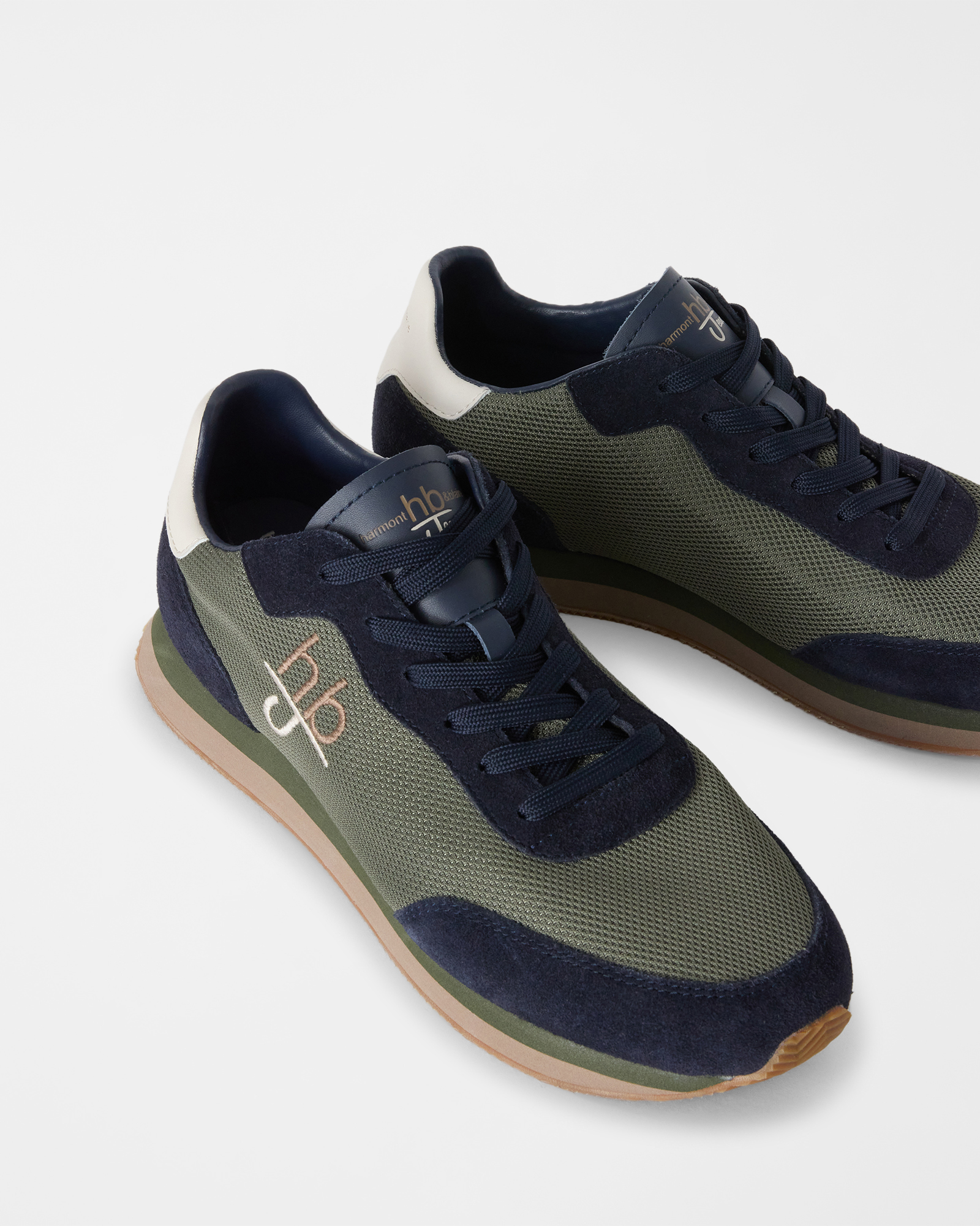 Sneaker HBJ Uomo in pelle e suede con dettagli, VERDE, large