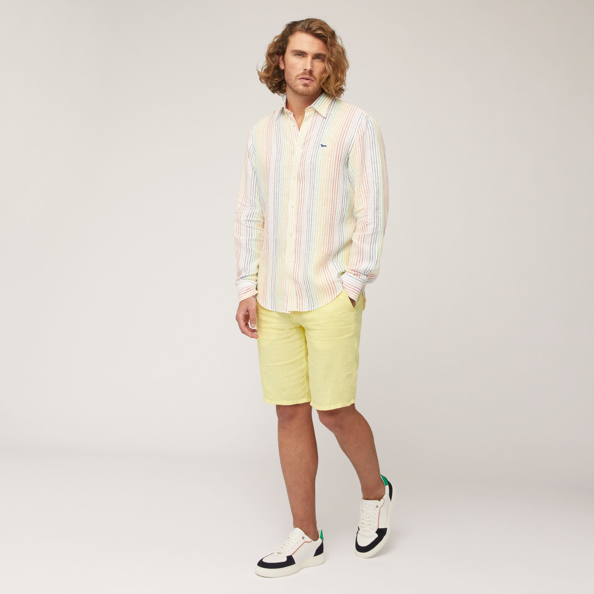 Linen Bermuda Shorts, Light Yellow, large image number 3
