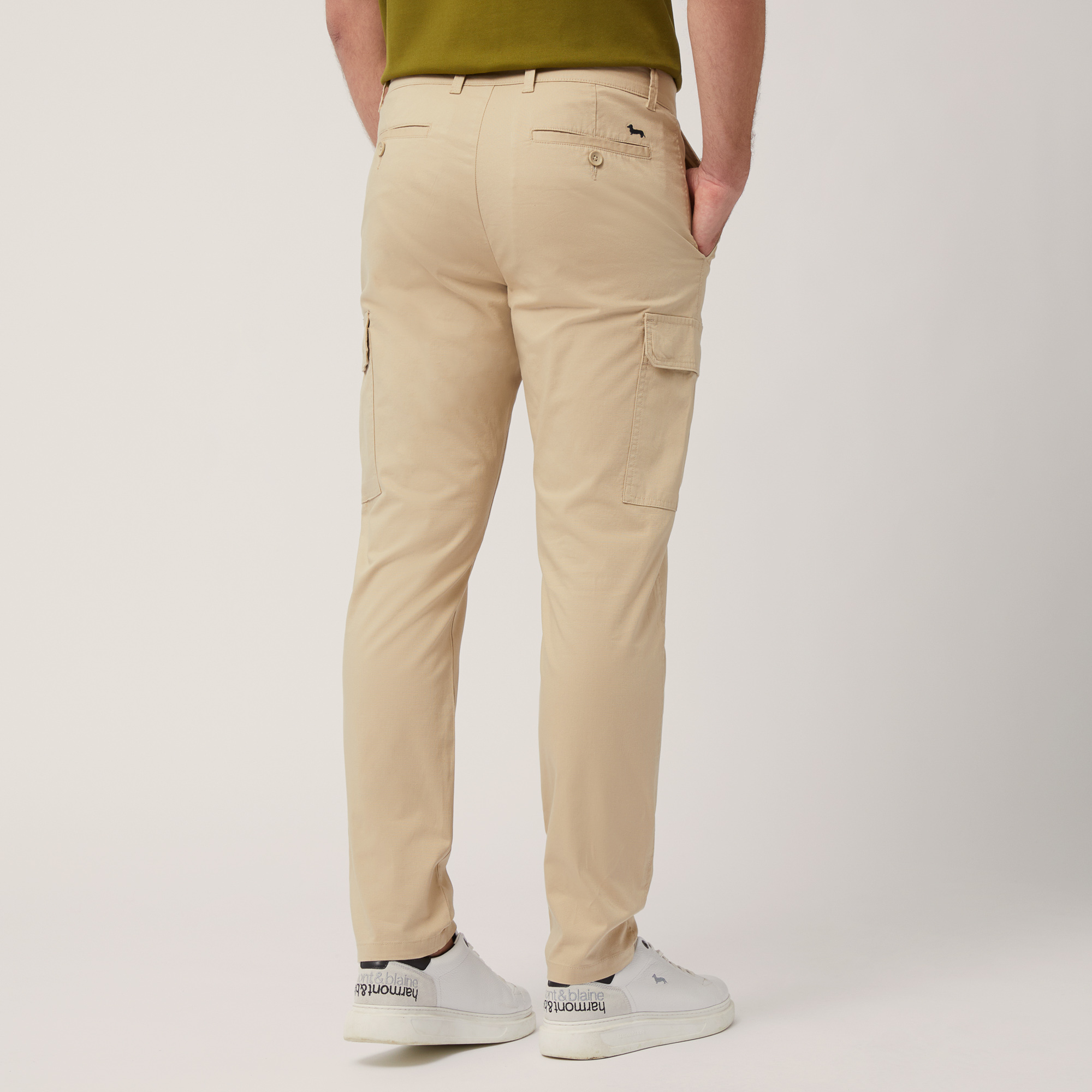 Stretch Cotton Cargo Pants, Beige, large image number 1