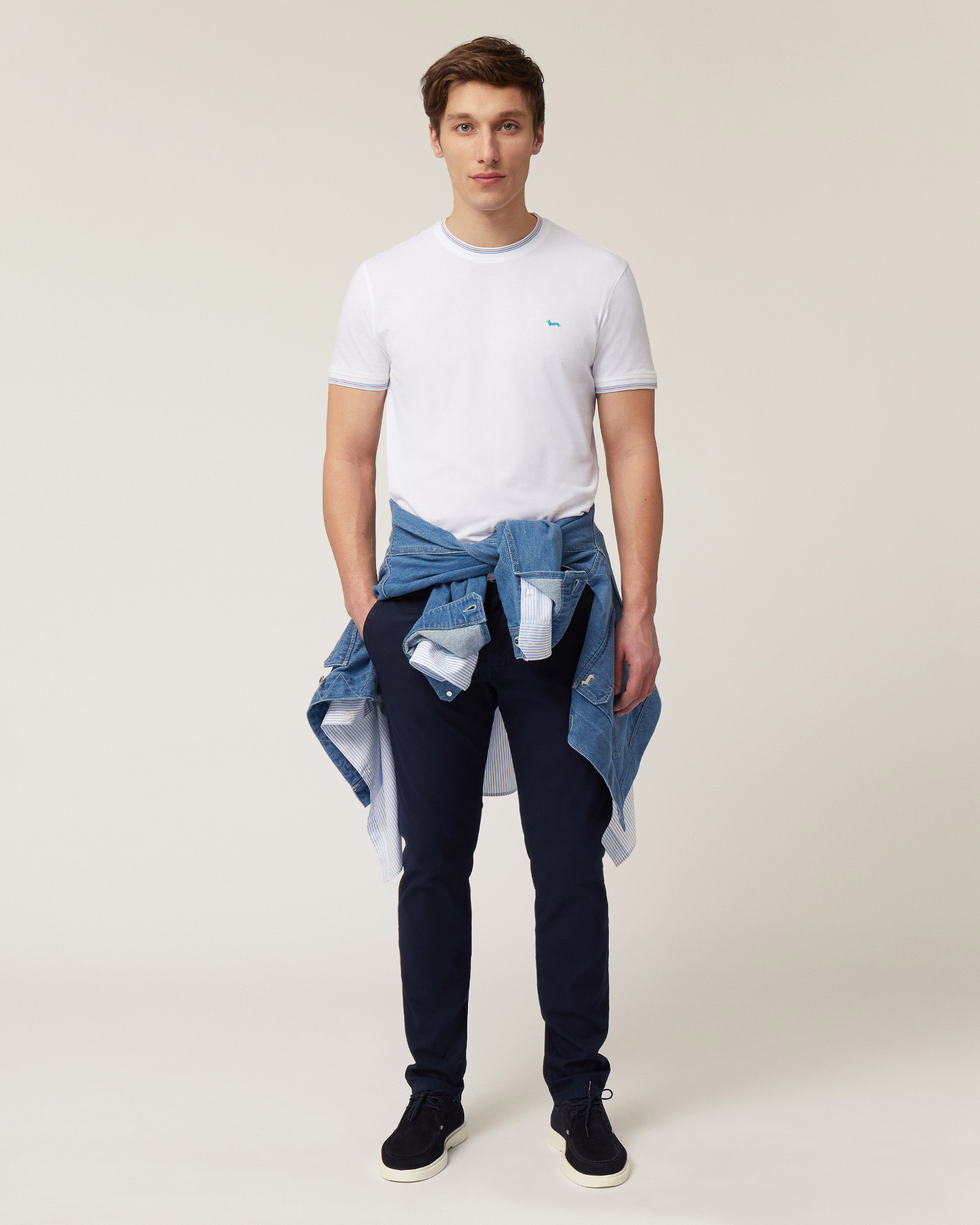 T-Shirt with Striped Details, White, large image number 3