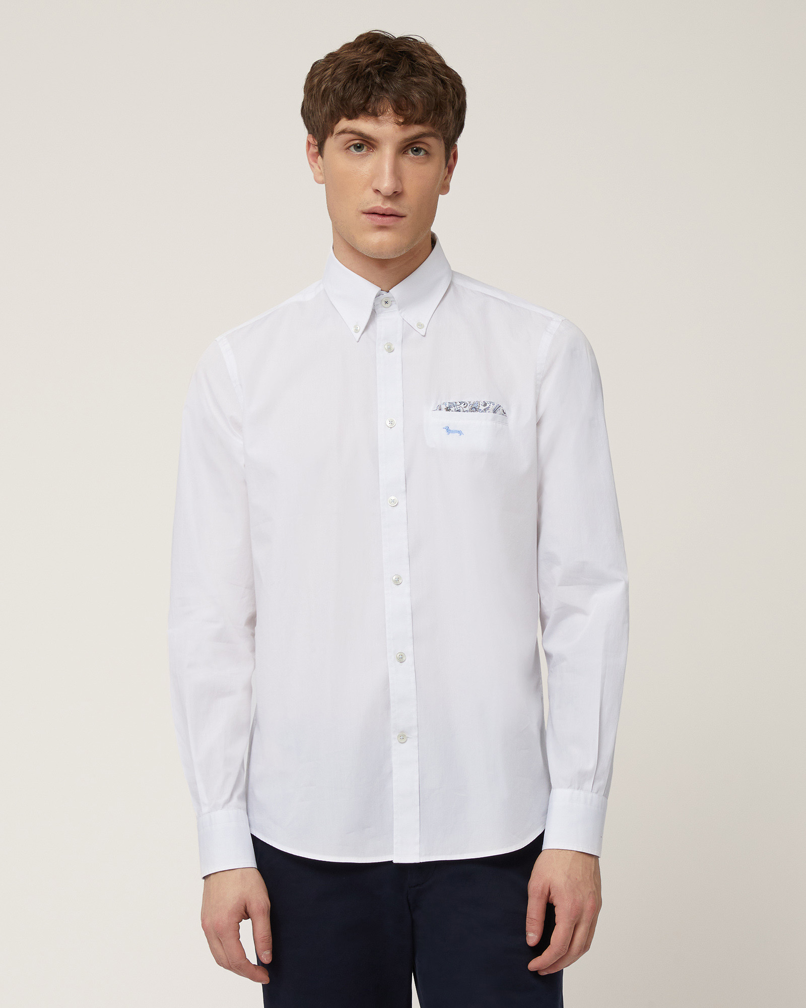 Camisa de algodón con bolsillito/pochette, Blanco, large image number 0