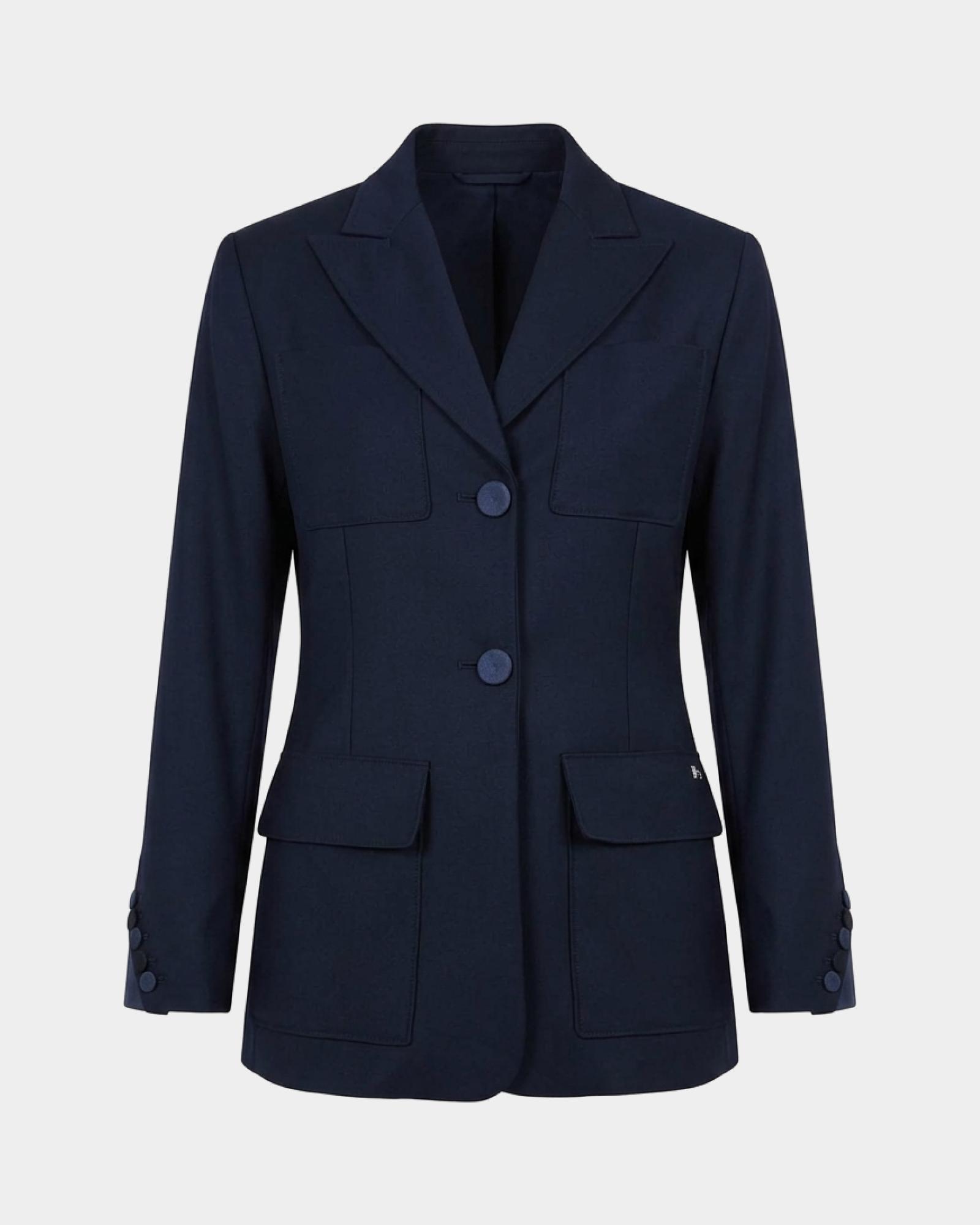 Women's  Made-in-Italy Slim Fit poly-viscose blazer, BLUE, large