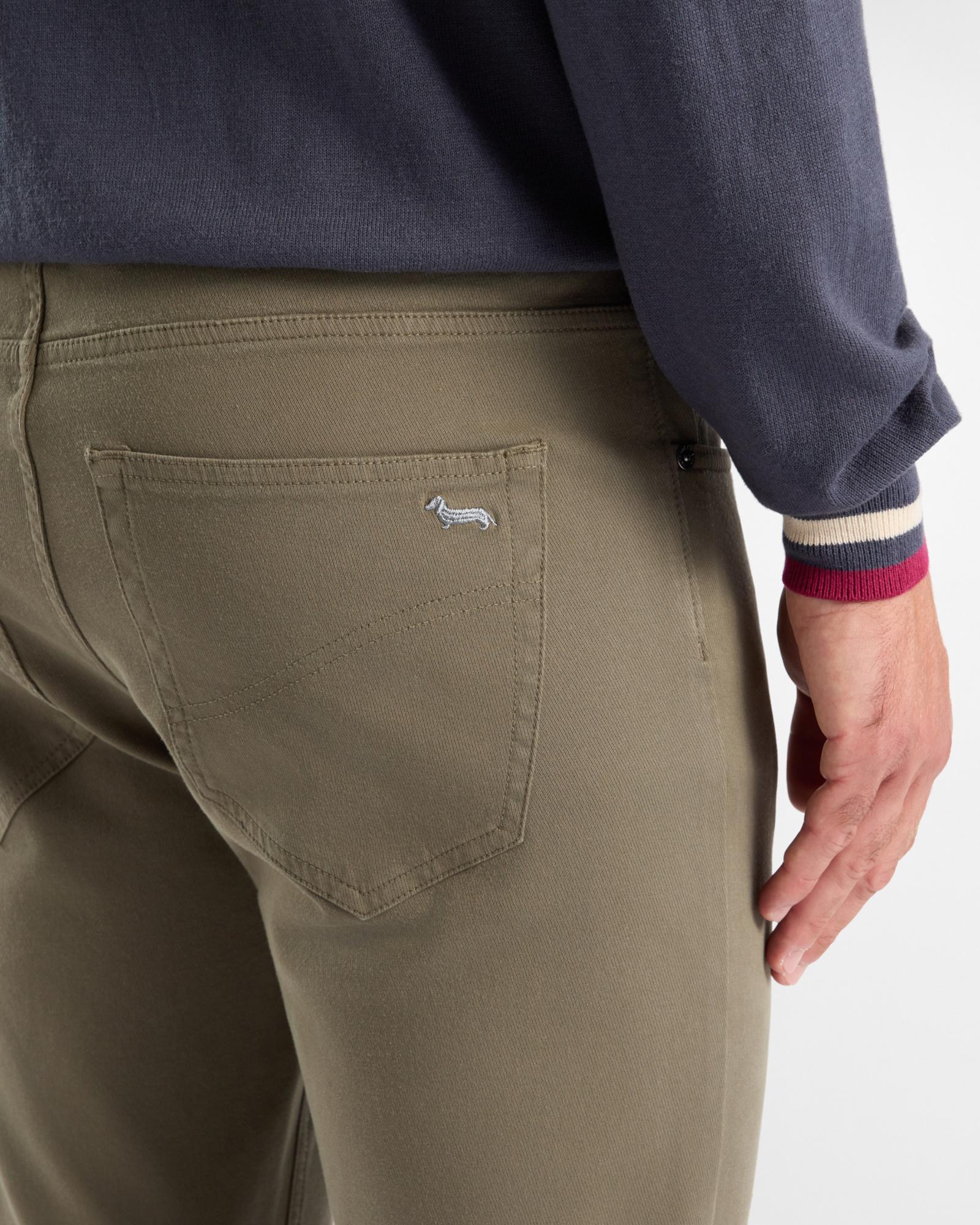 Men&rsquo;s narrow-fit stretch cotton 5-pocket trousers, PETROLEUM GREEN, large