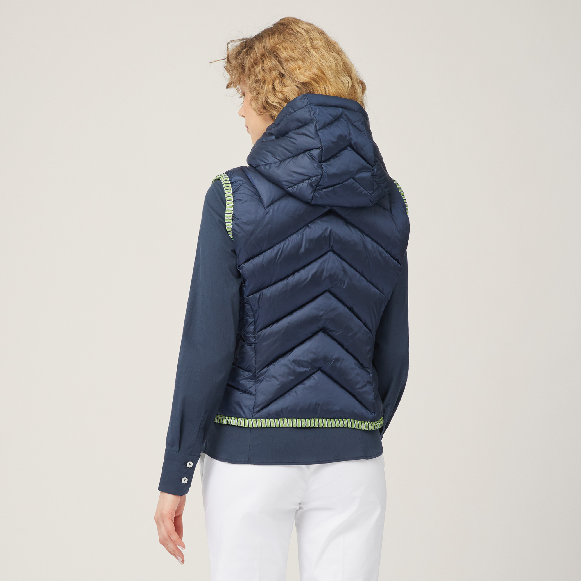 Padded Gilet with Hood, Blue, large image number 1