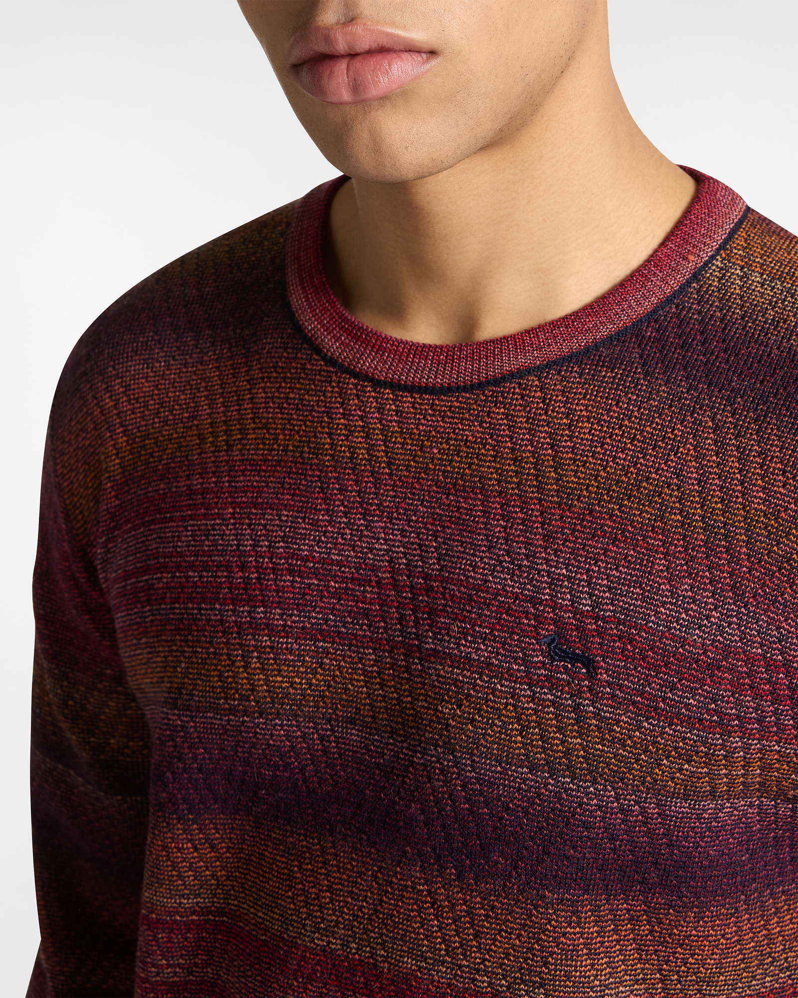 Chevron Knit Pullover with Printed Yarn, Navy Blue, large image number 2