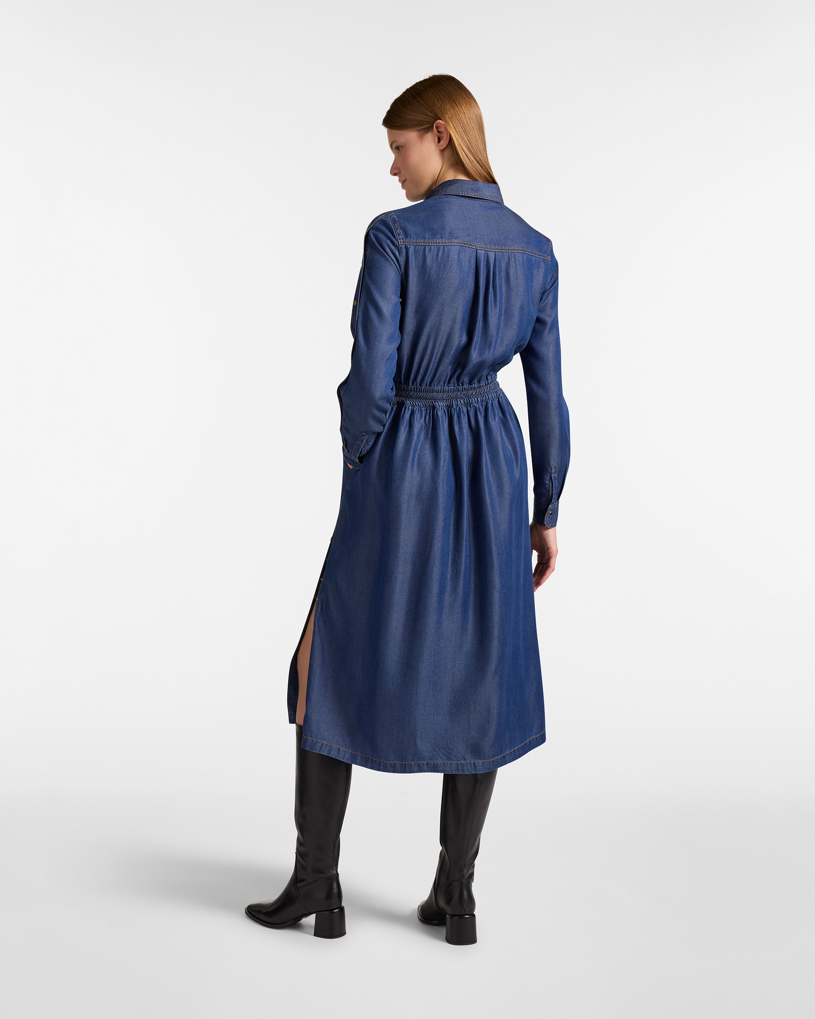 Midi Shirt Dress in Chambray