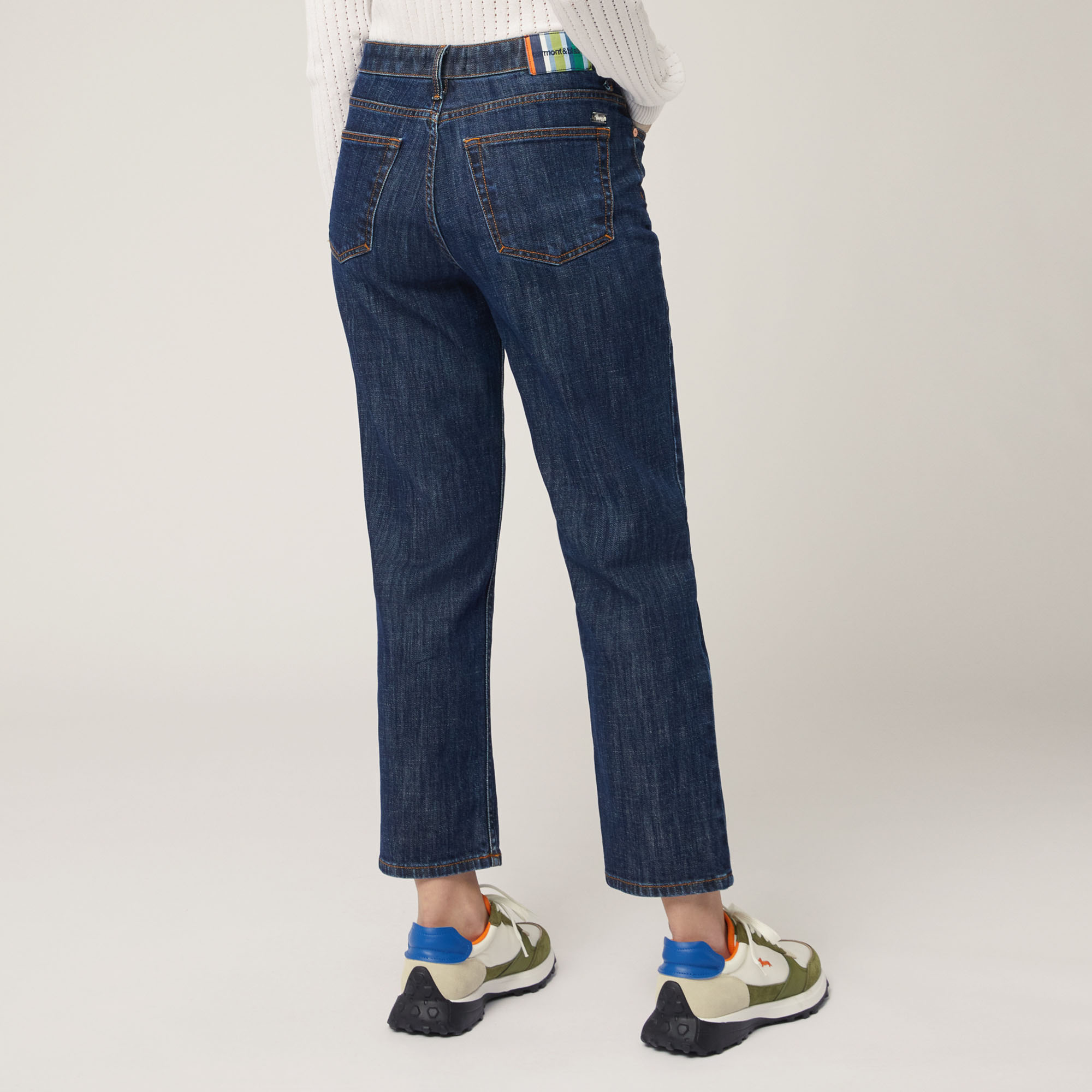 Denim Trousers with Striped Label
