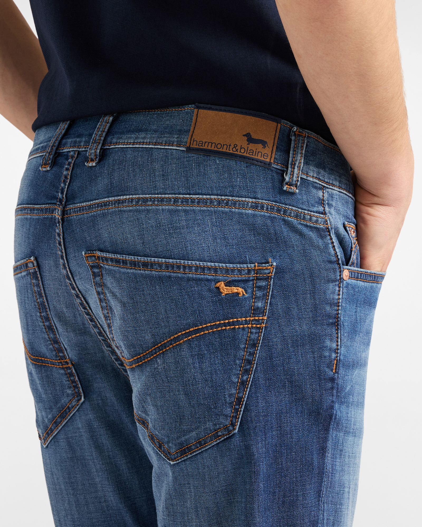  Harmont&blaine Harmont&blaine - Denim Para Hombre, Corte Ajustado Y Cinco Bolsillos, Hombre, Azul Vaquero, Tamaño: 32 