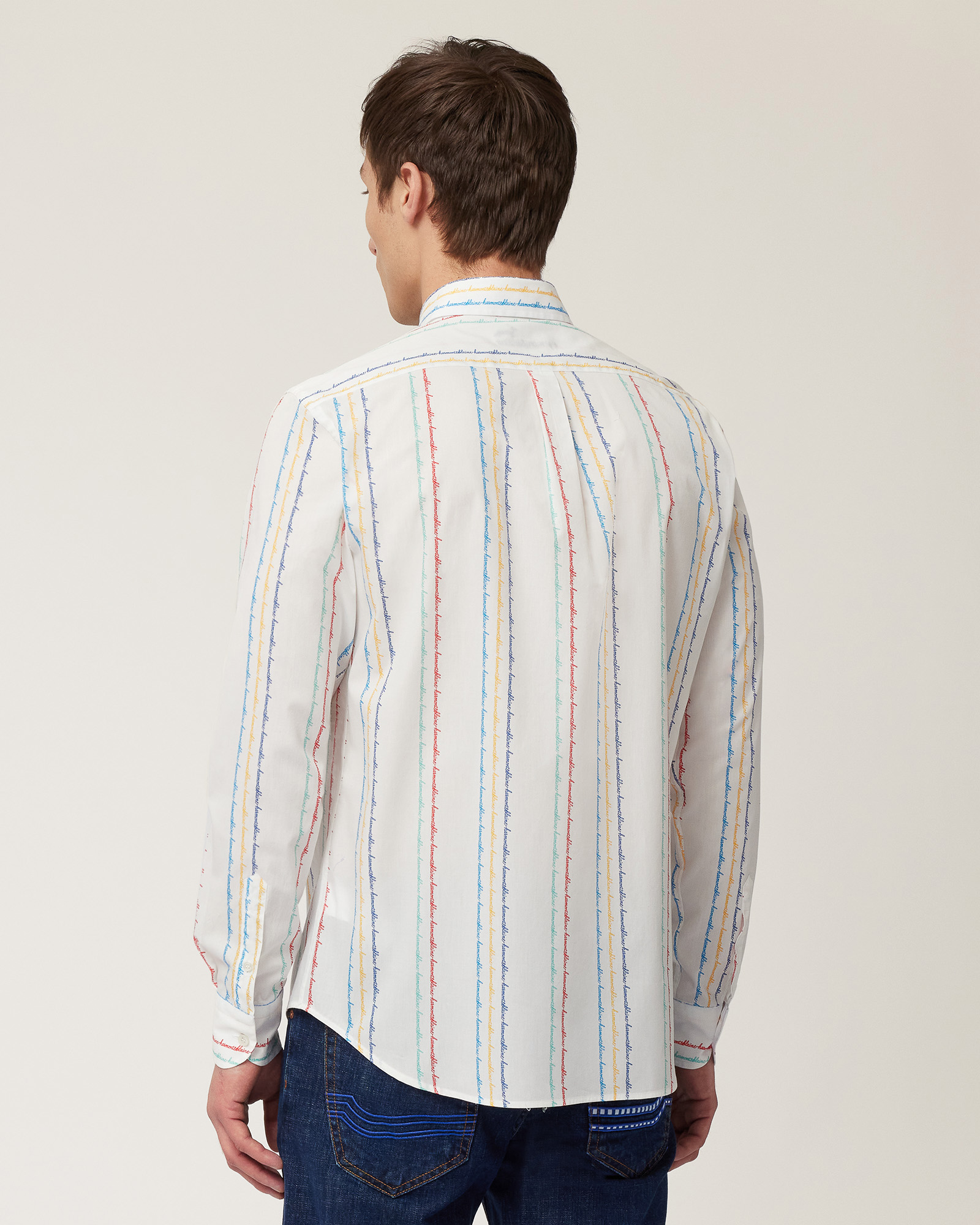 Striped Shirt with Lettering, White, large image number 1