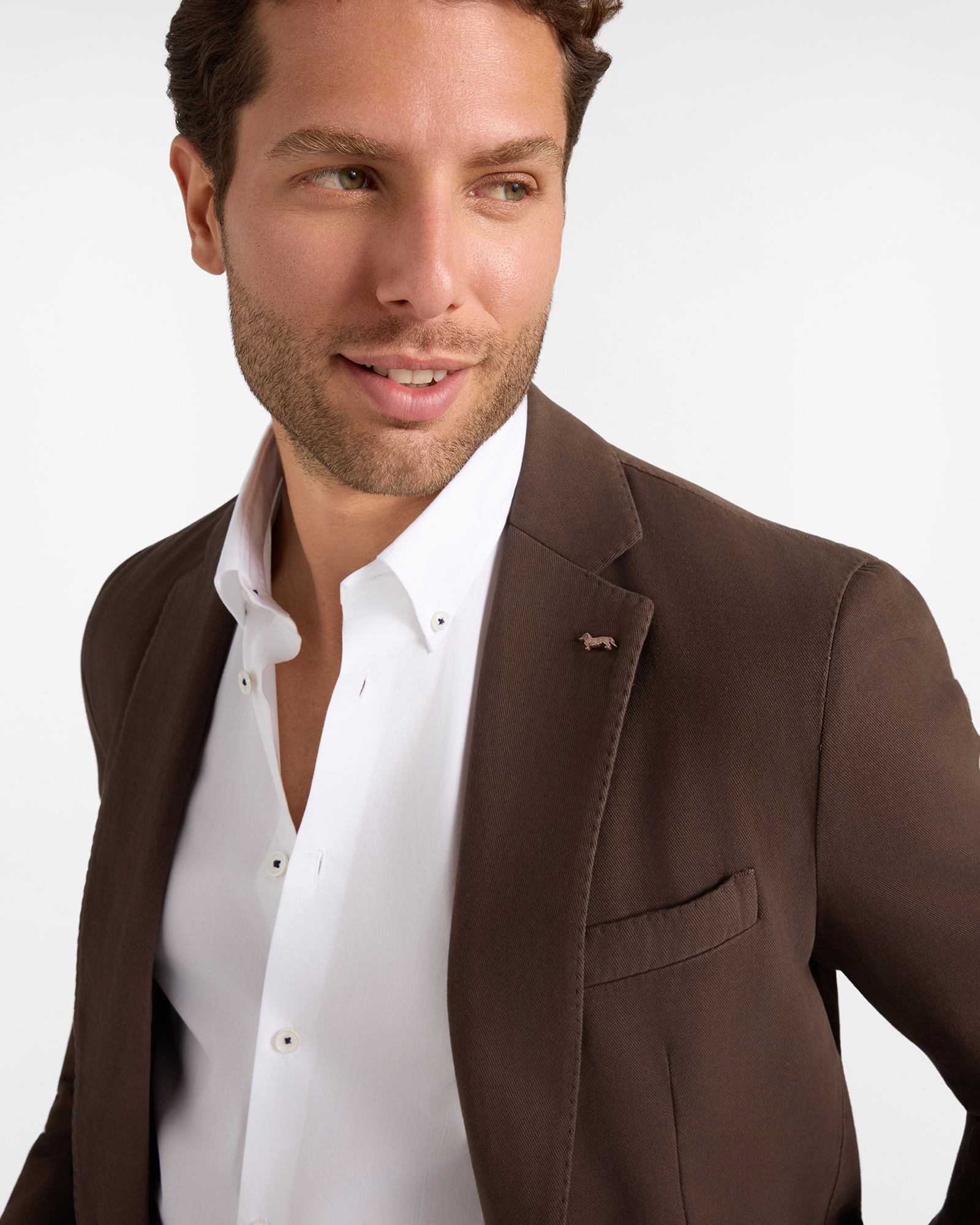 Men&rsquo;s dark and cashmere blend jacket, DARK BROWN, large