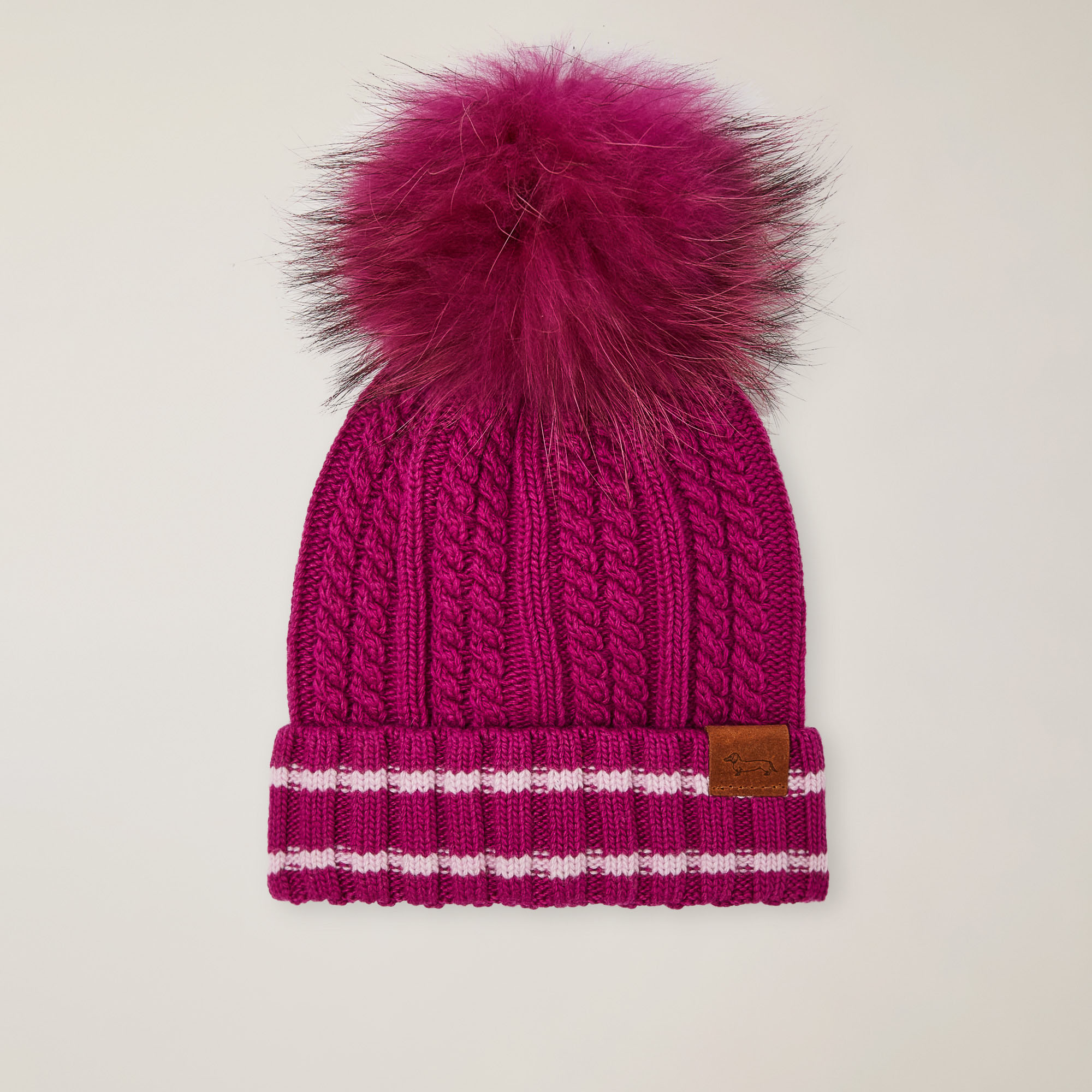 Gorro con pompón de pelo, Violeta oscuro, large image number 0